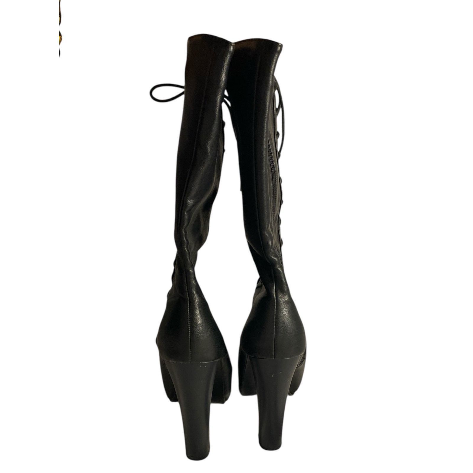 Other Goth Punk Y2K Platform Lace-Up Black Boots Size 6.5 Size US 6.5 / IT 36.5 - 5 Thumbnail