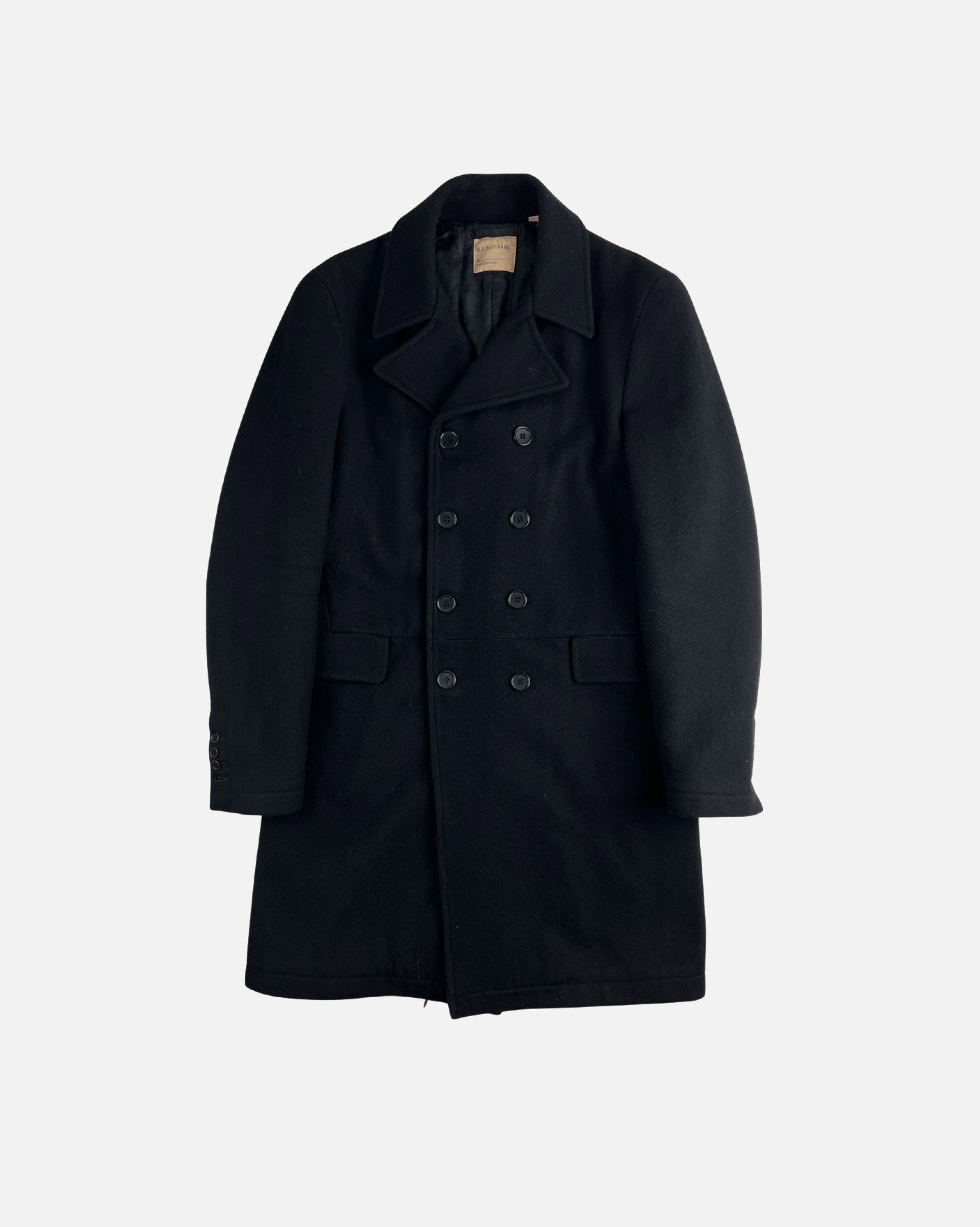 image of Helmut Lang 1998 Long Peacoat in Black, Men's (Size Small)