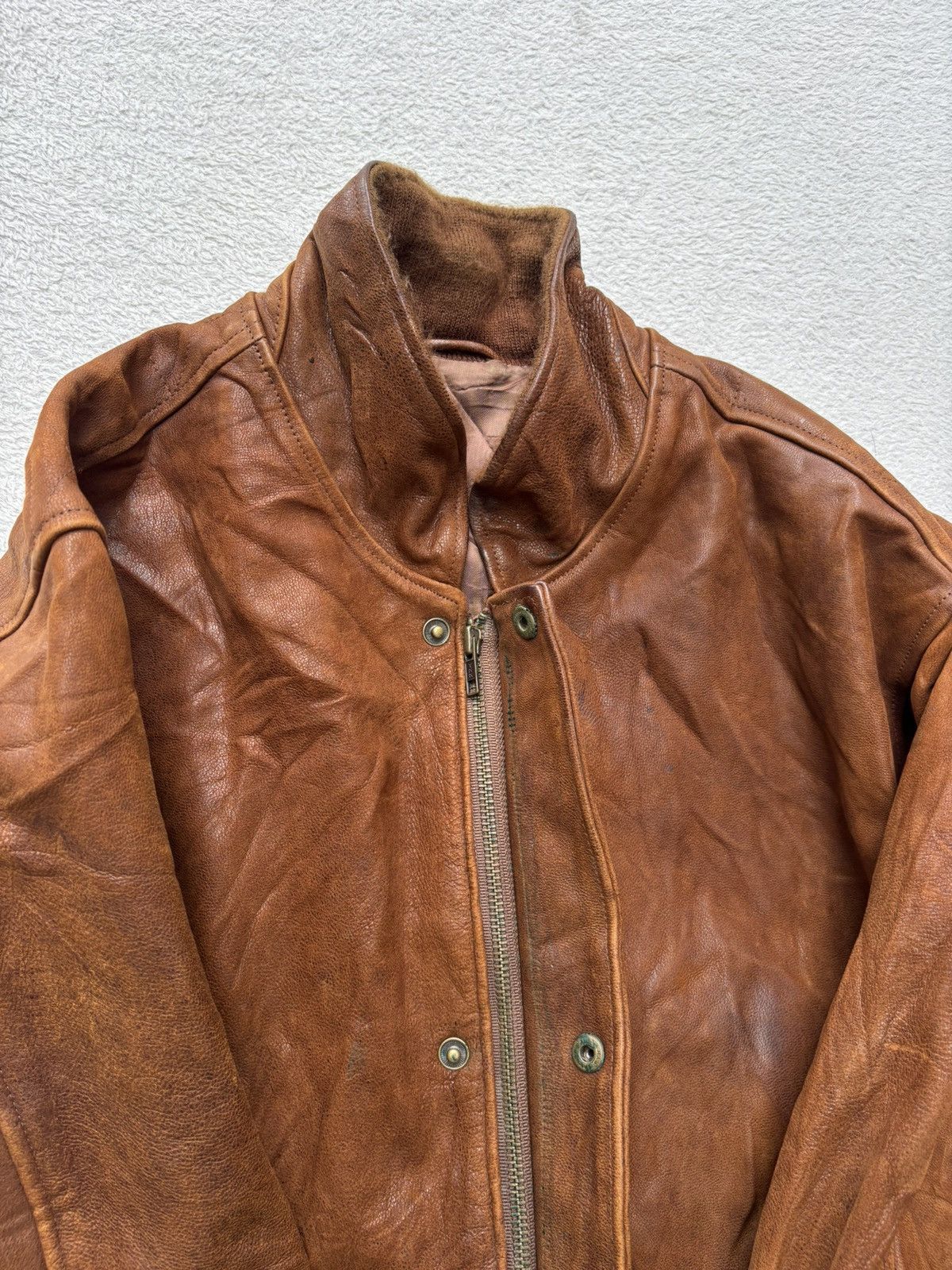 Golden Bear 1980s Golden Bear Cognac Bomber Leather Jacket Size US XL / EU 56 / 4 - 16 Thumbnail