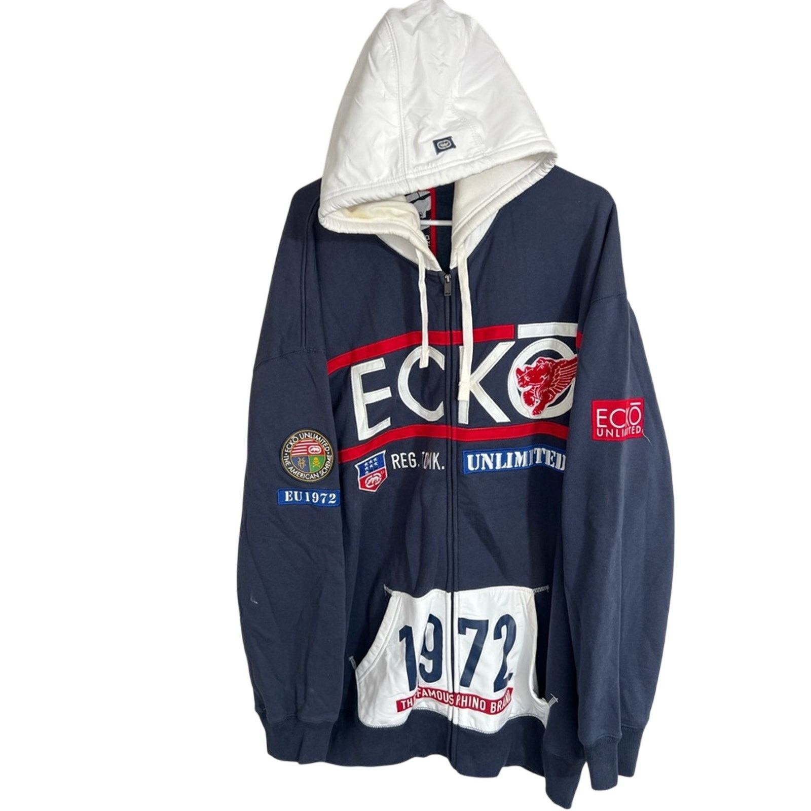 Ecko Unltd Hoodie 3xl Spellout Embroidered Y2K 90s Full Zip