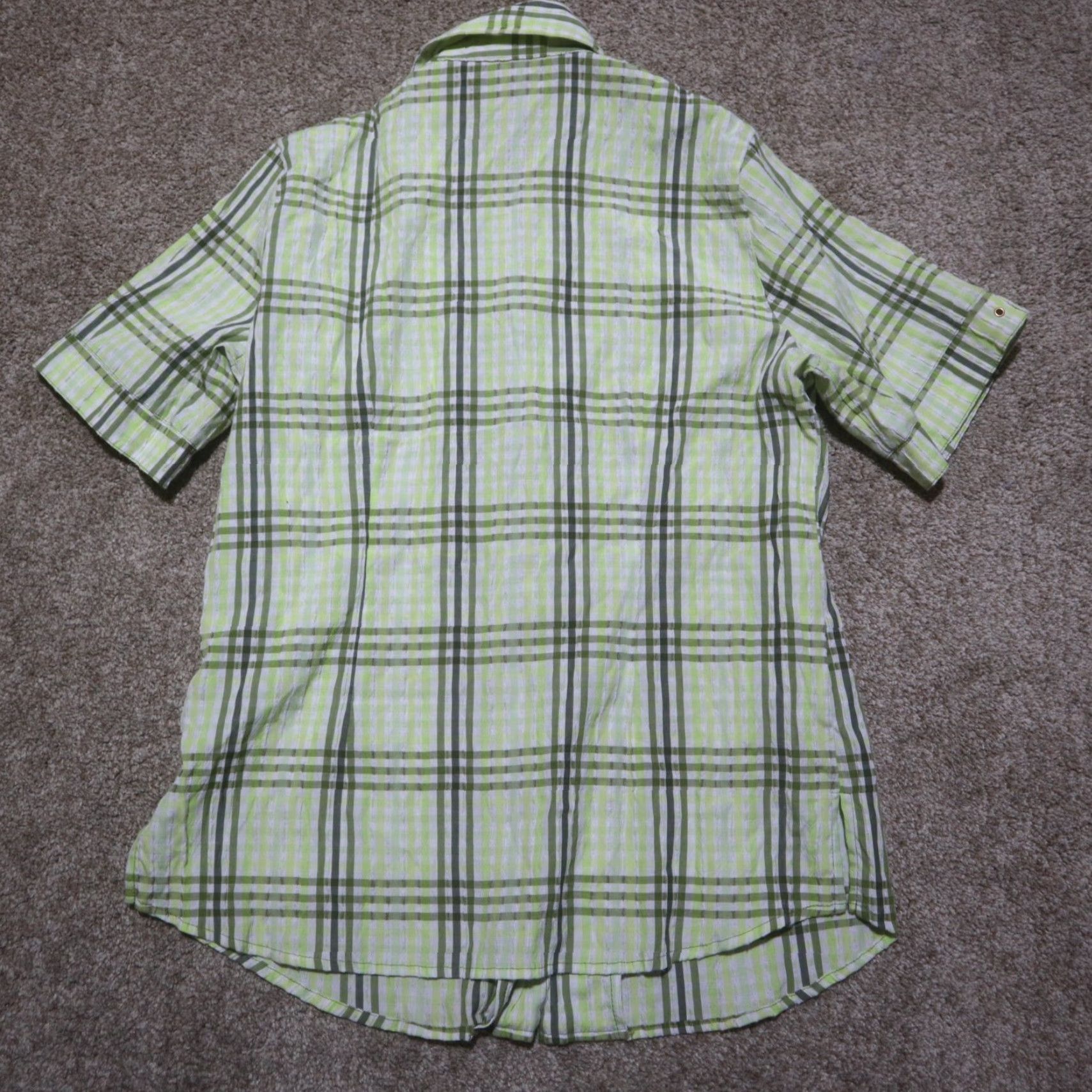 Vintage Ladies ALIA Yellow Plaid Short Sleeve Shirt Women 10 Casual Button-Up Check 90s? Size L / US 10 / IT 46 - 7 Thumbnail
