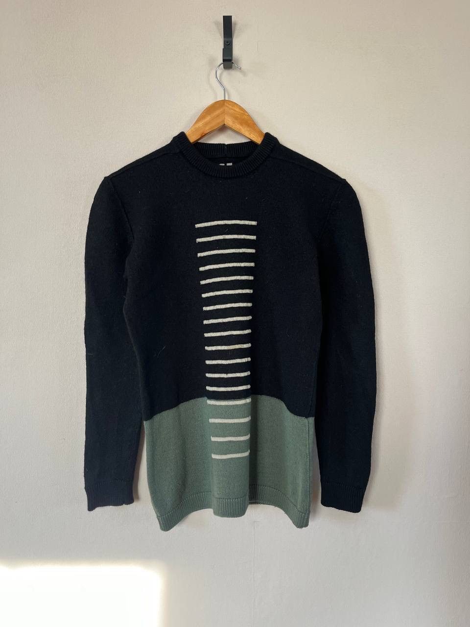 Rick Owens Rick Owens Wool Colorblock Striped Sweater Black Moss Pearl Size US S / EU 44-46 / 1 - 1 Thumbnail