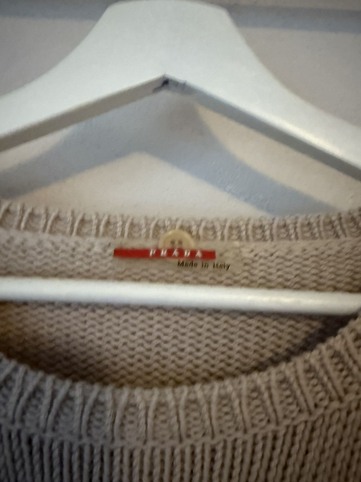 Prada Prada Beige Wool Knit Sweater with Padded Nylon Side Panels Size US L / EU 52-54 / 3 - 5 Thumbnail