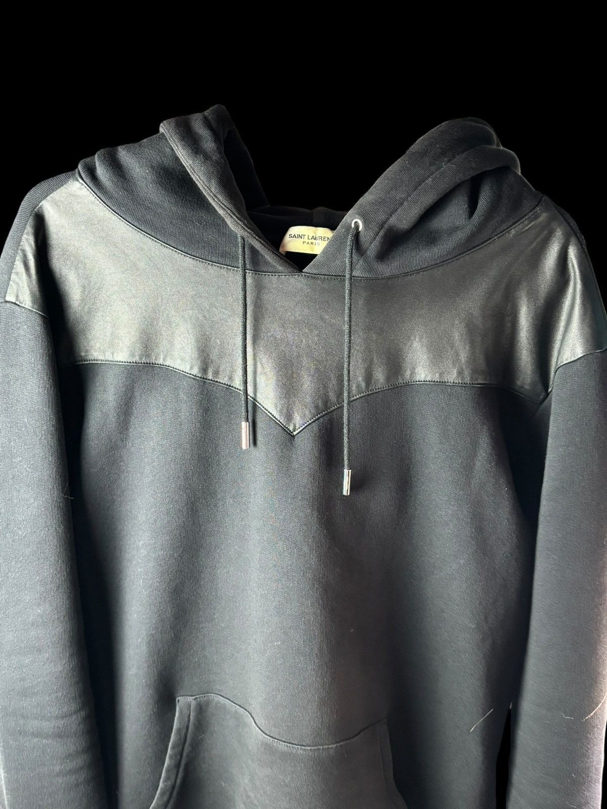 Saint Laurent Paris Saint Laurent 2013 Hedi Leather Patch Hoodie Size US M / EU 48-50 / 2 - 4 Thumbnail