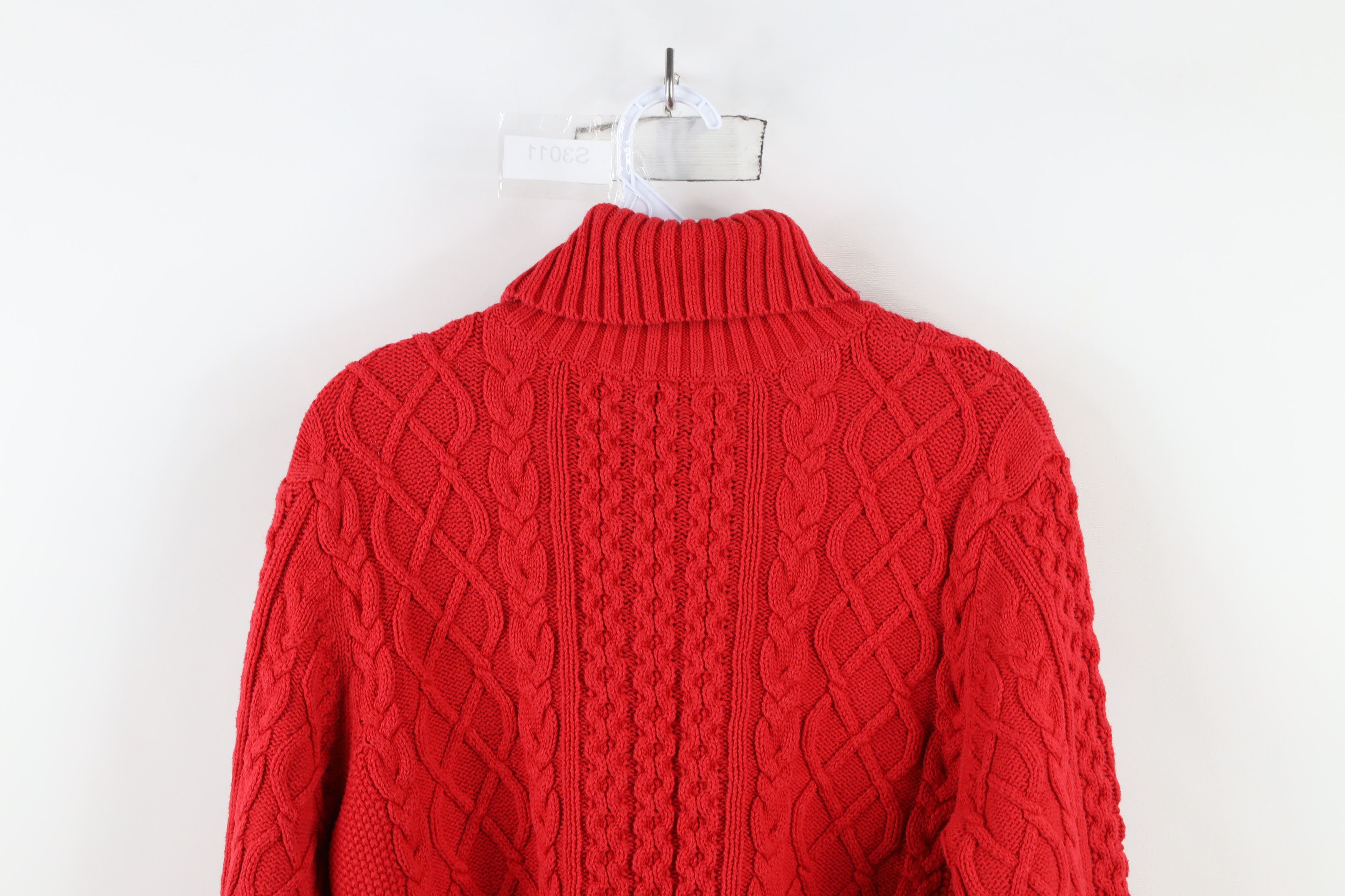 Lands' End × Vintage Vintage Lands End Fisherman Cable Knit Turtleneck Sweater Size XL / US 12-14 / IT 48-50 - 8 Thumbnail
