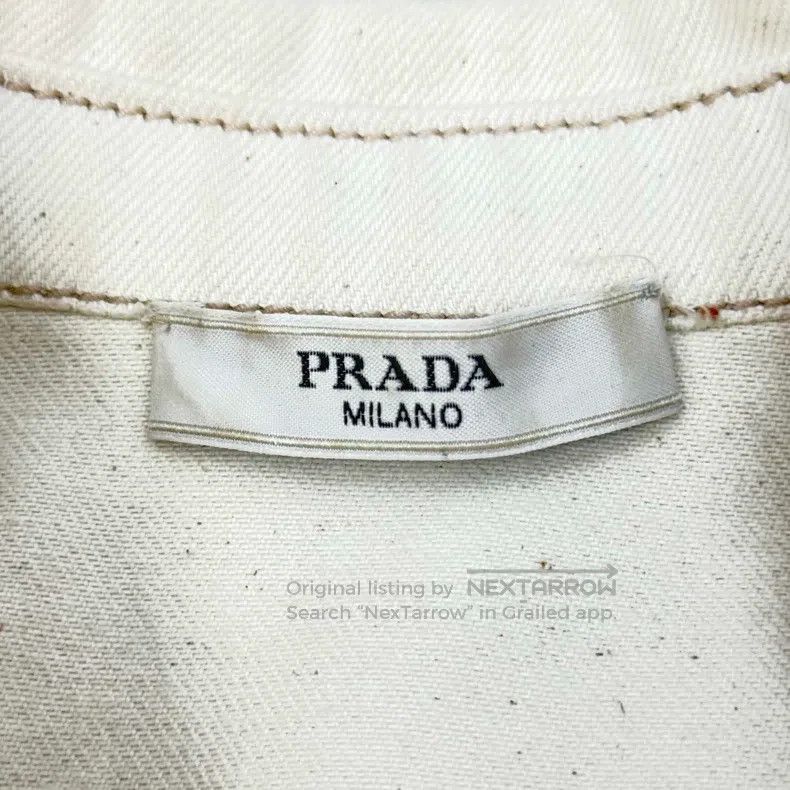 Prada Prada Beige metal triangle logo denim jacket Size US S / EU 44-46 / 1 - 5 Thumbnail