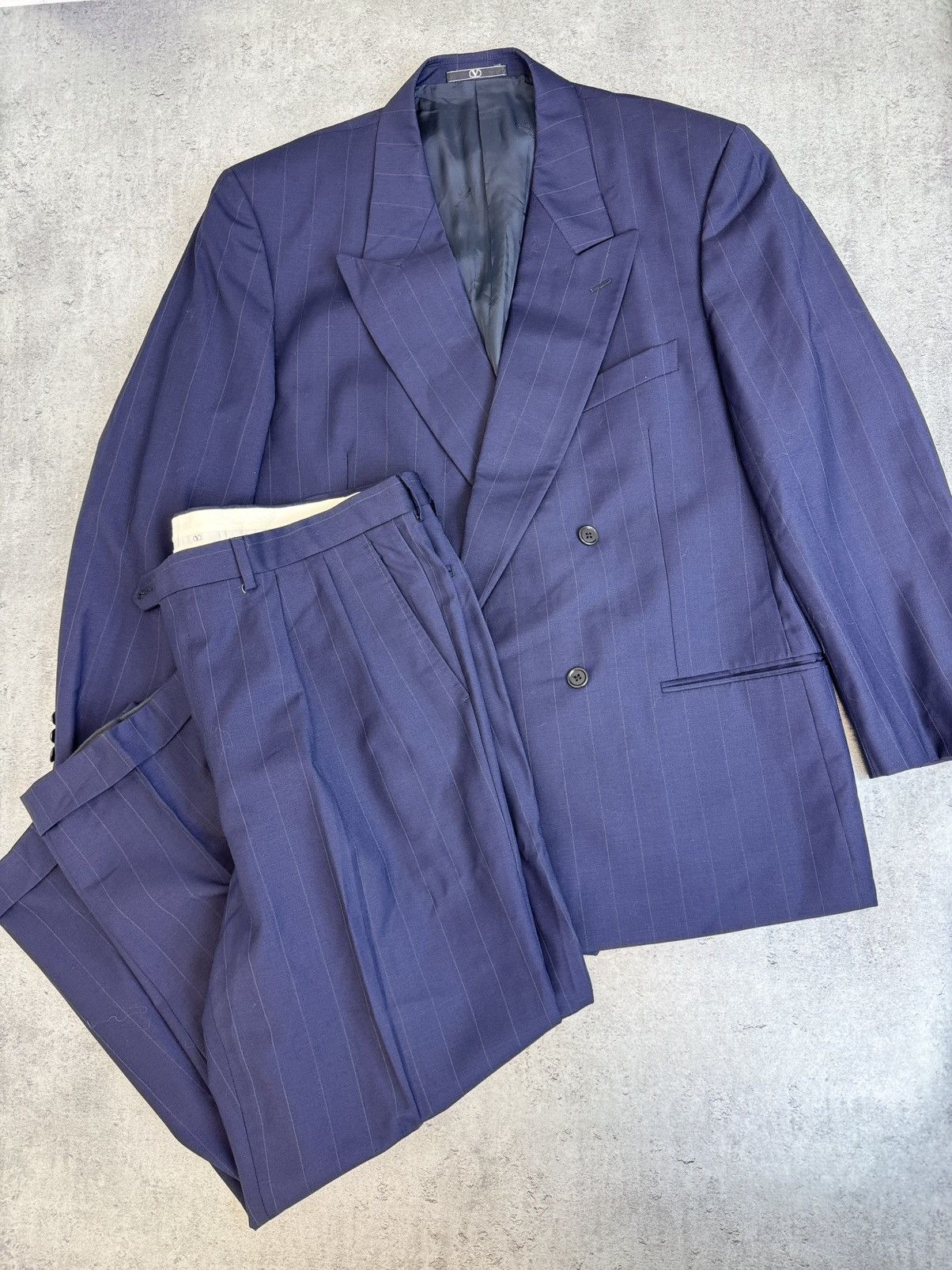 Valentino Valentino Double Breasted Pinstripe Wool Suit Vintage 90s Size 54R - 1 Thumbnail
