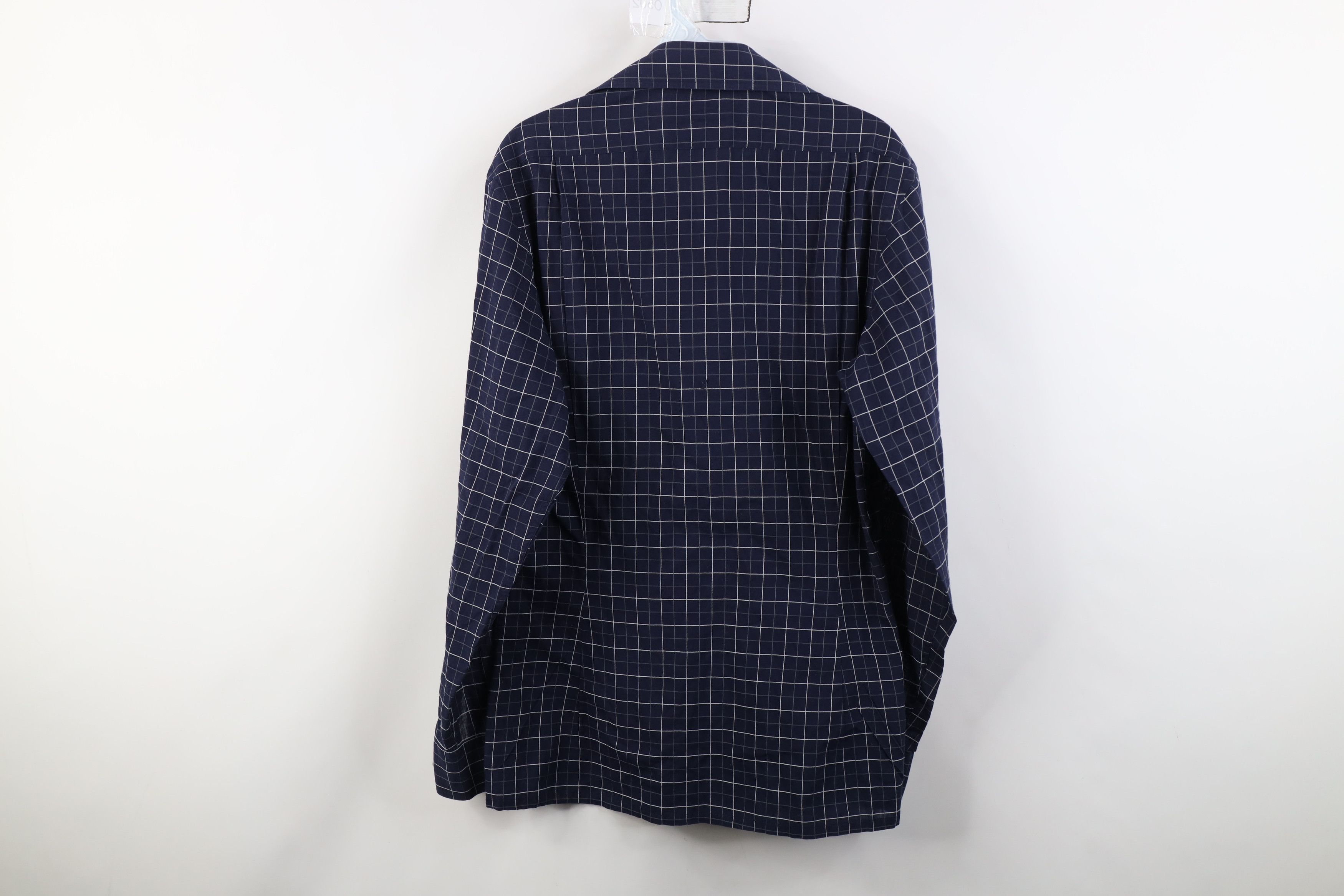 Givenchy Vintage 90s Givenchy Knit Collared Button Shirt Blue Plaid Size US M / EU 48-50 / 2 - 11 Thumbnail