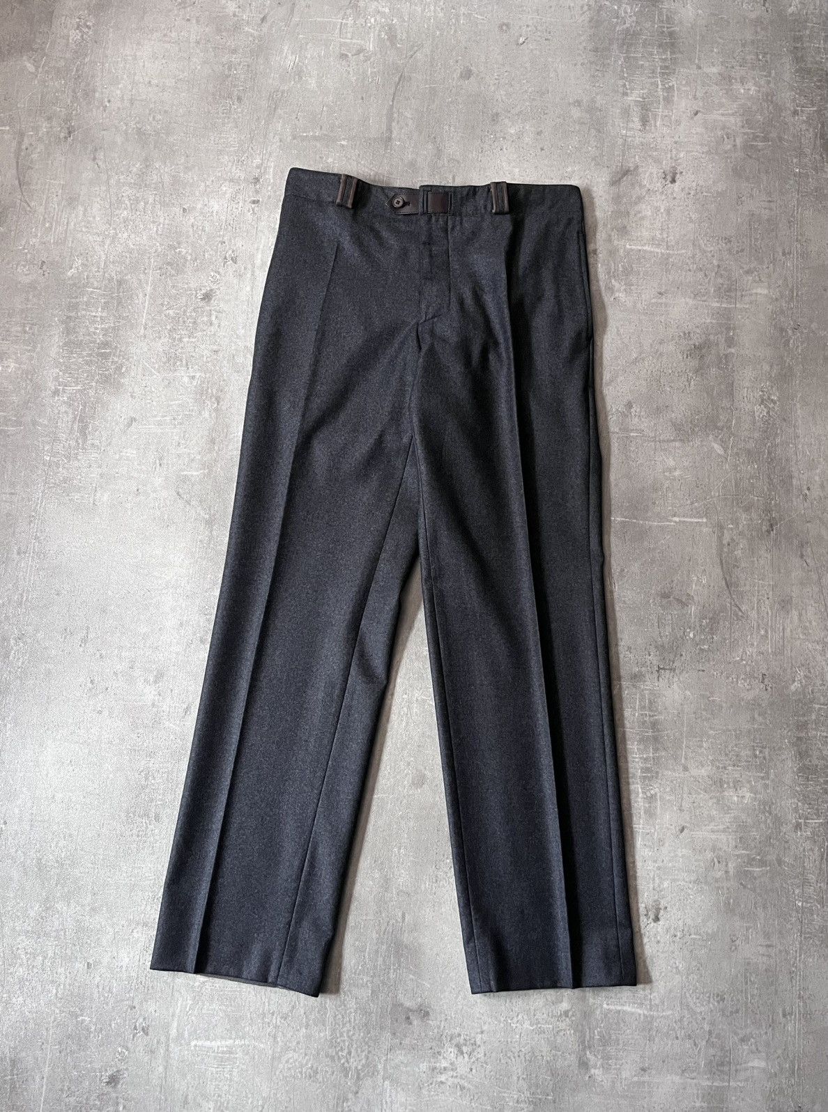 Hermes Hermes wool cashmere gray formal pants leather Size US 30 / EU 46 - 1 Thumbnail