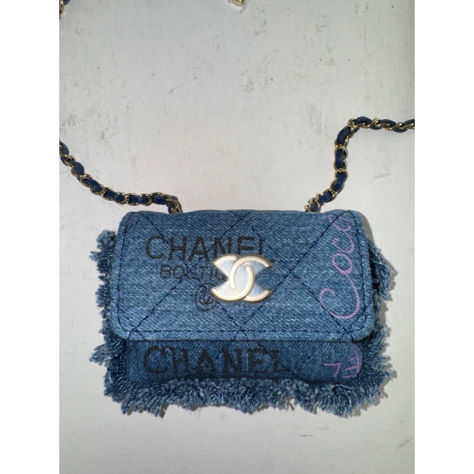 Chanel Chanel Black Pink CC Logo Frayed Credit Card Belt Bag Size ONE SIZE - 7 Thumbnail