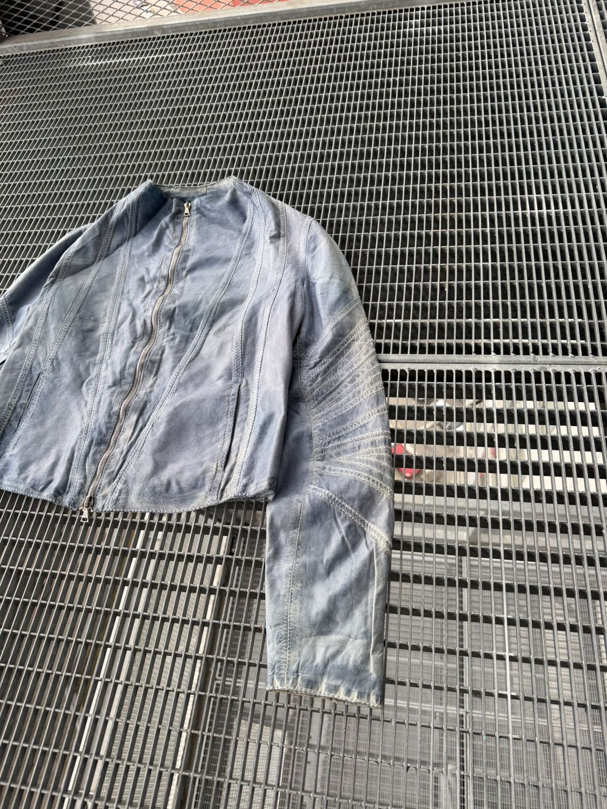 John Richmond John Richmond Lamb Skin Leather Washed Blue Jacket Size US S / EU 44-46 / 1 - 4 Thumbnail