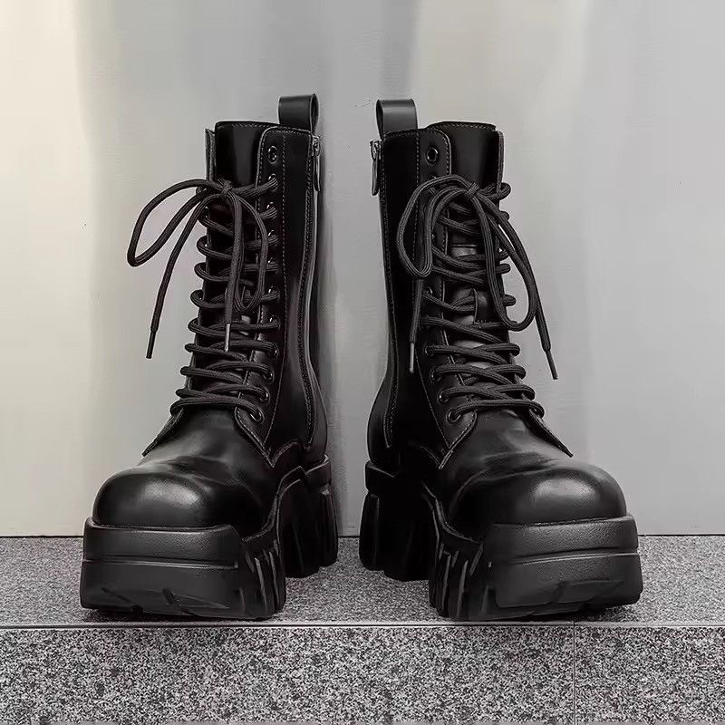Japanese Brand Premium Cow Leather Cyberpunk Platform Combat Boots Size US 8 / EU 41 - 3 Thumbnail