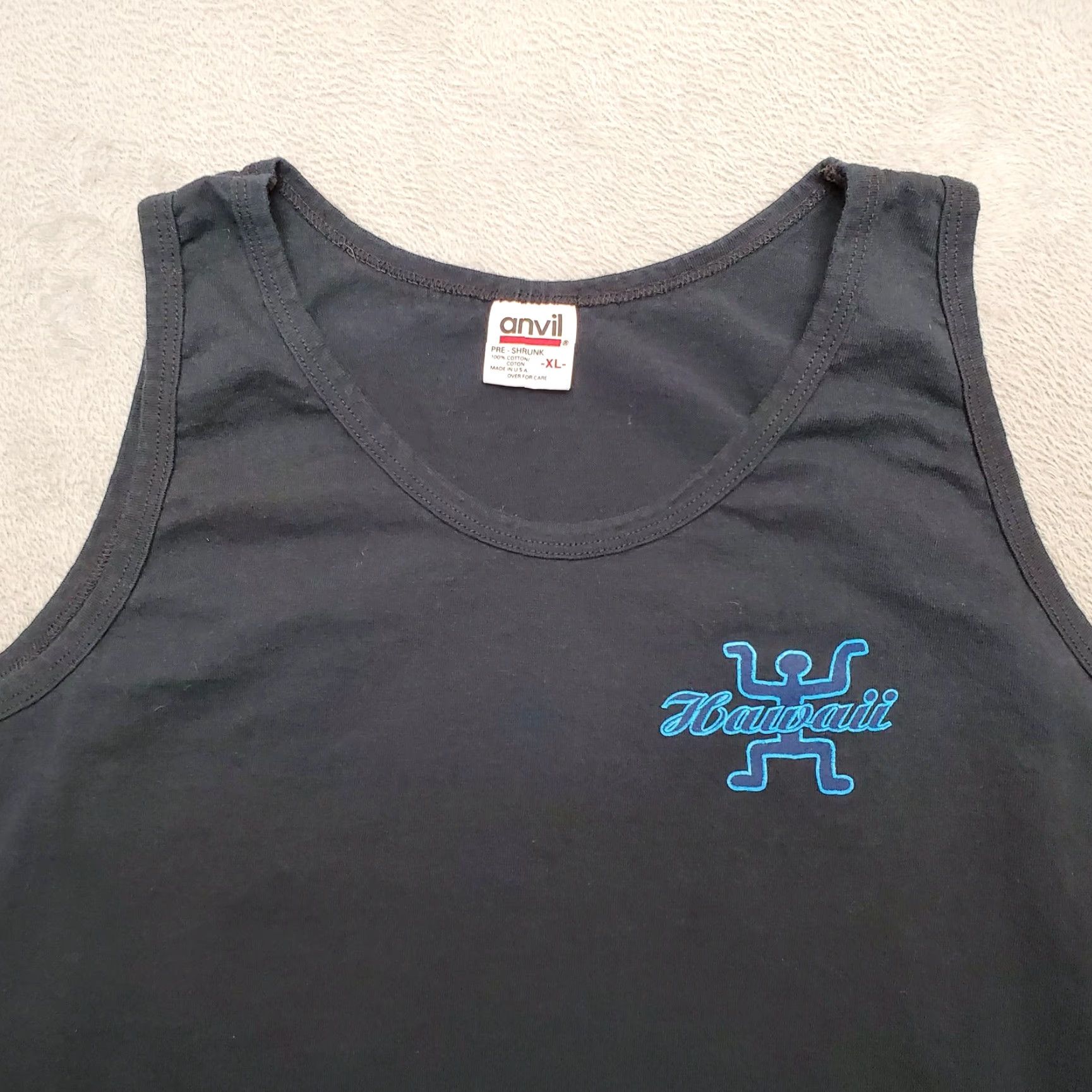 Anvil VINTAGE Hawaii Shirt Mens XL Black Tank Top Made in USA Oahu Molokai Nike Shirt Size US XL / EU 56 / 4 - 3 Thumbnail