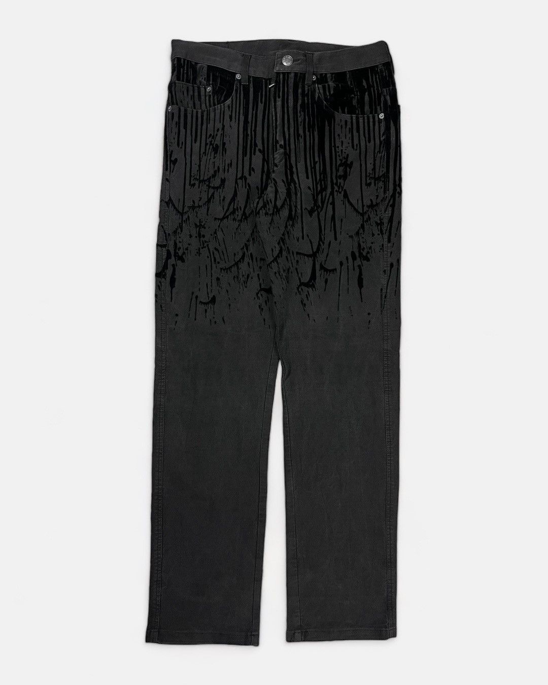 image of Jean Paul Gaultier - Aw98 Velvet Blood Drip Denim in Black, Men's (Size 31)