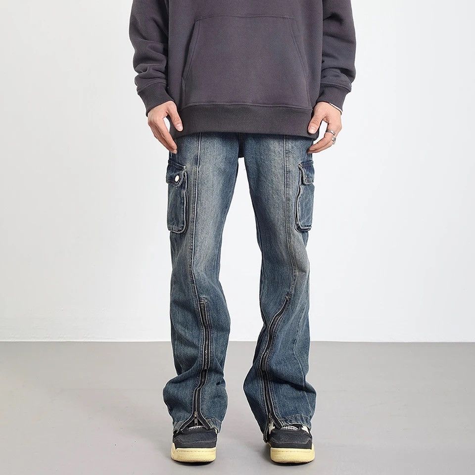 Japanese Brand × Vintage Cargo Jeans Men Big Pocket Straight-leg Baggy Street Casual Size US 33 - 6 Thumbnail