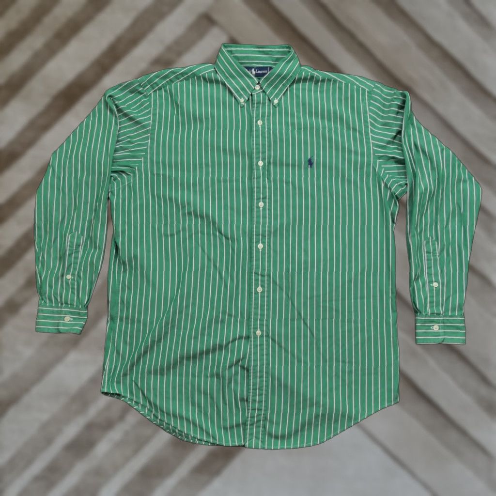 Polo Ralph Lauren Ralph Lauren Shirt Mens 16 34 Green Purple Striped Button Up Small Pony Size US L / EU 52-54 / 3 - 1 Thumbnail