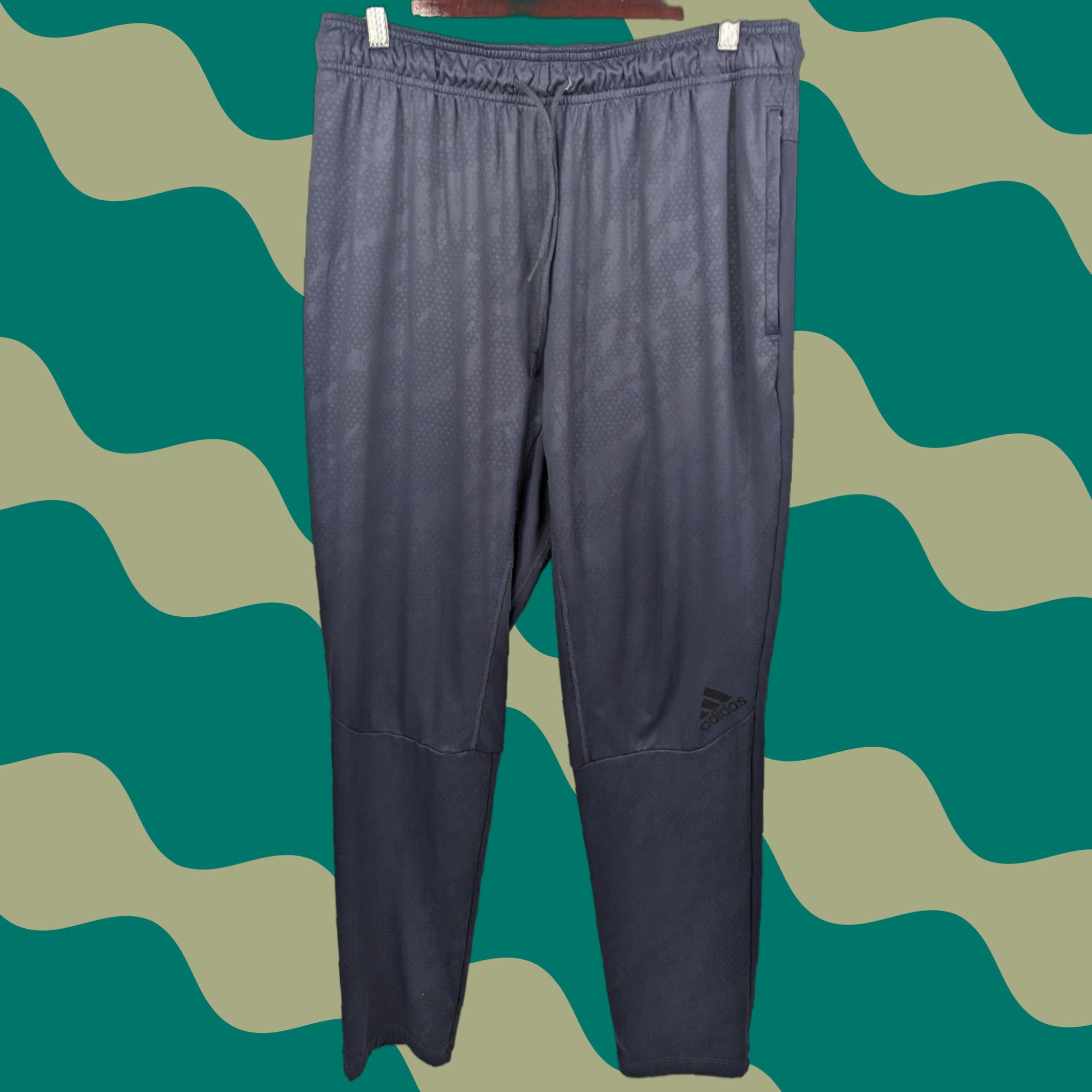 Adidas Adidas Training Aeroready Printed Blue Pants Men's Medium Joggers Zip Pockets Size US 31 - 1 Thumbnail