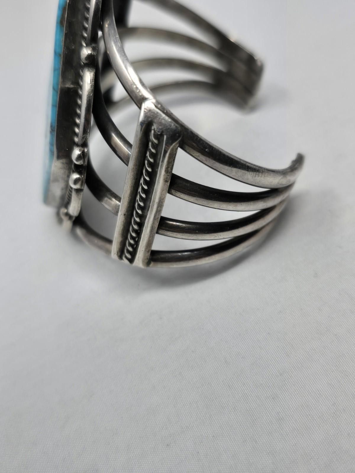 NBDN Nobrandedon Vintage Navajo Sterling Silver Huge Kingman Turquoise Cuff Size ONE SIZE - 2 Thumbnail