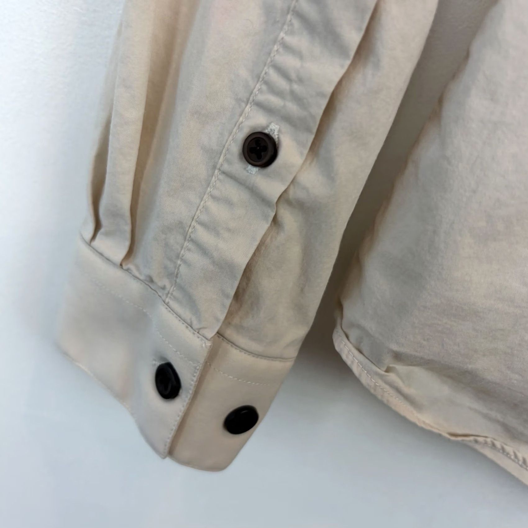 Vintage Father Sons Button-Up Shirt Mens M Beige Stretch Slim Fit Mission Collar Shirt Size US M / EU 48-50 / 2 - 7 Thumbnail