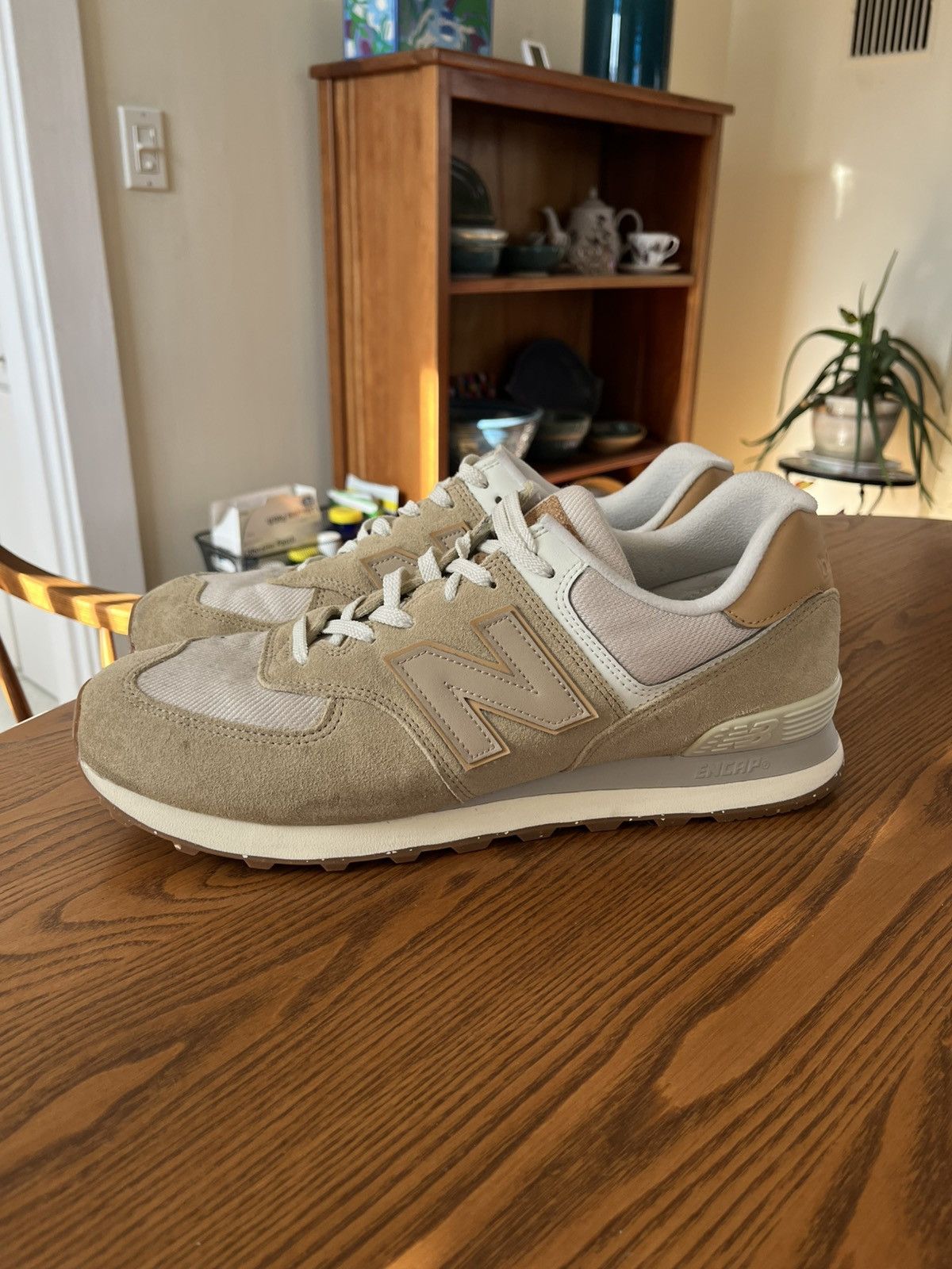 New Balance New Balance 574 Beige Size US 12 / EU 45 - 1 Thumbnail