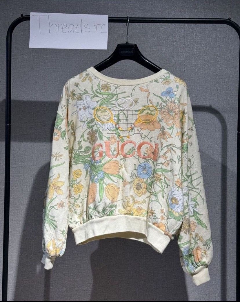 Gucci GUCCI EMBROIDERED FLORAL-PRINT COTTON-JERSEY SWEATSHIRT Size M / US 6-8 / IT 42-44 - 3 Thumbnail