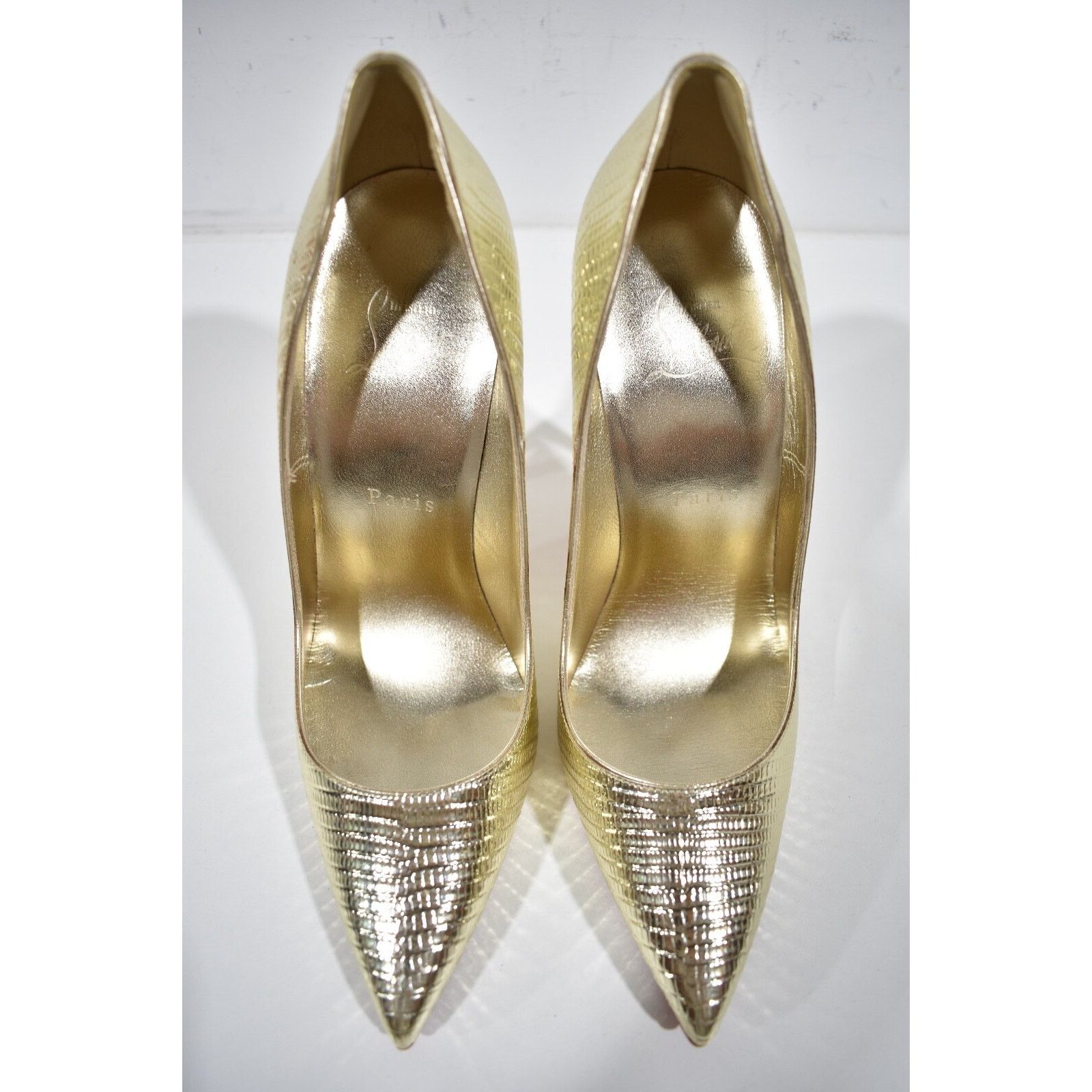 Christian Louboutin So Kate 120 Gold Lizard Lizzy Pointy Stiletto Heel Pump 37.5 Size US 7.5 / IT 37.5 - 7 Thumbnail