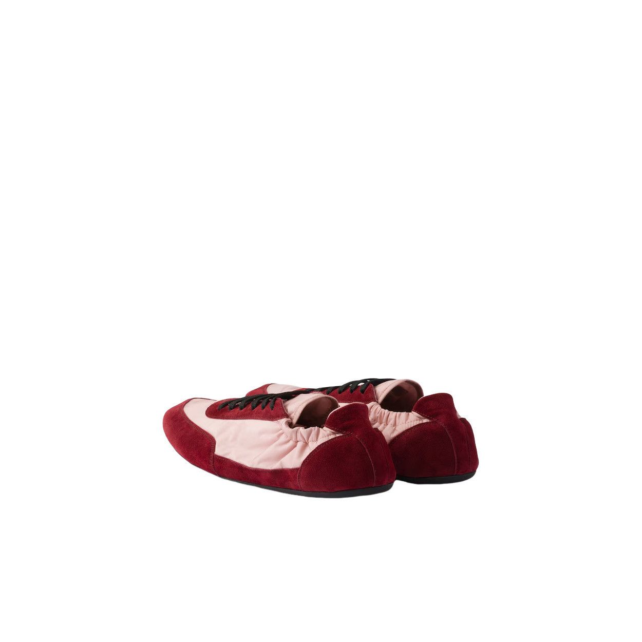 PRADA Collapse $975 Peach/Crimson Re-Nylon/Suede Sneakers Ne