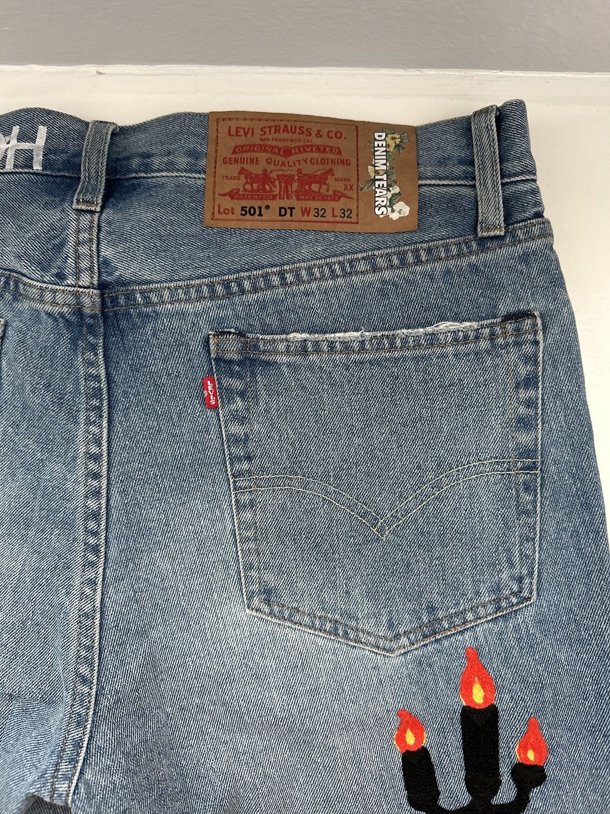 DENIM TEARS Denim Tears Virgil Abloh Message In A Tear Embroidered Jeans Size US 32 / EU 48 - 10 Thumbnail