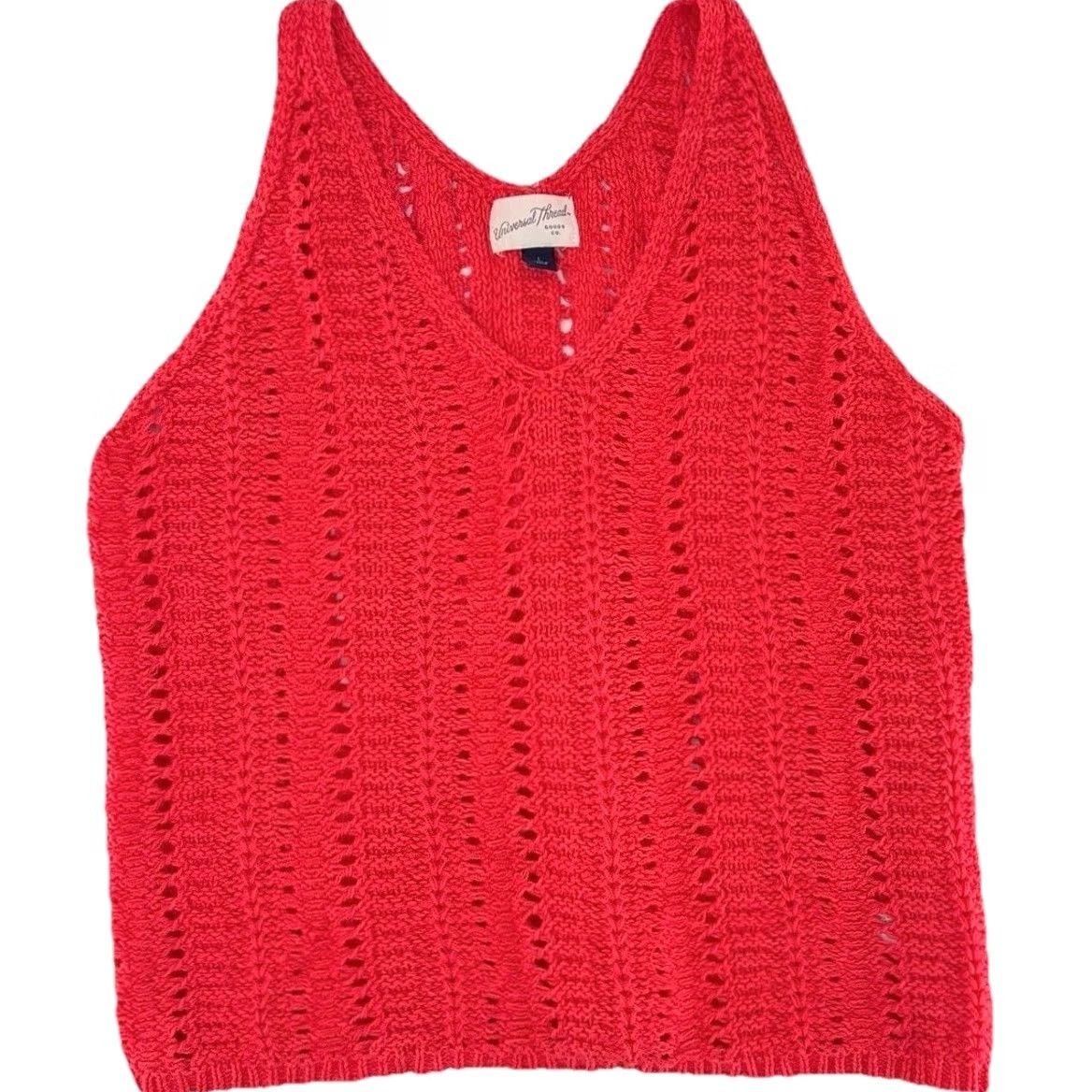 Vintage Universal Thread Sweater L Coral Red Open Knit Sleeveless Beachy Boho Coastal Womens Size L / US 10 / IT 46 - 3 Thumbnail