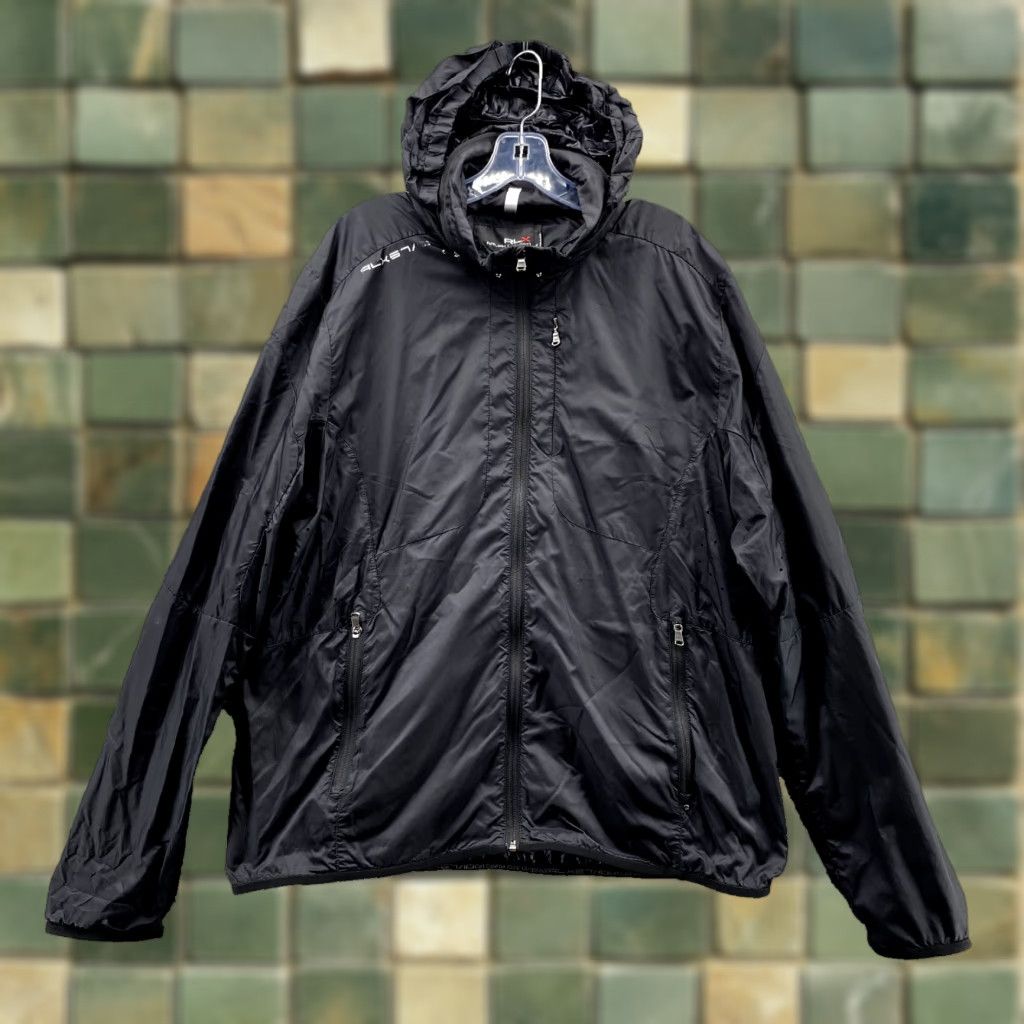 RLX Ralph Lauren Jacket Mens XL Black Windbreaker Hooded Lightweight Vented Pockets