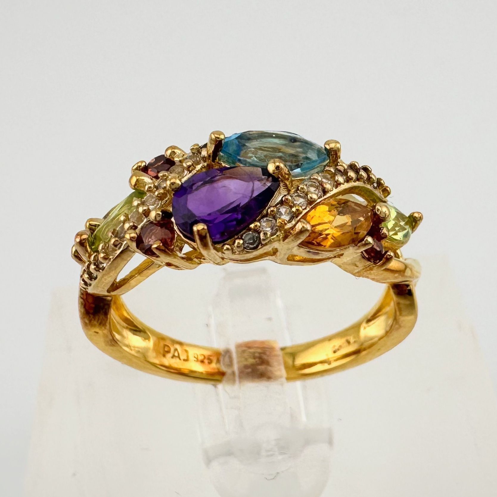 Other Colorful Gemstone Bouquet Ring in Sterling Silver Goldplate Size ONE SIZE - 2 Thumbnail