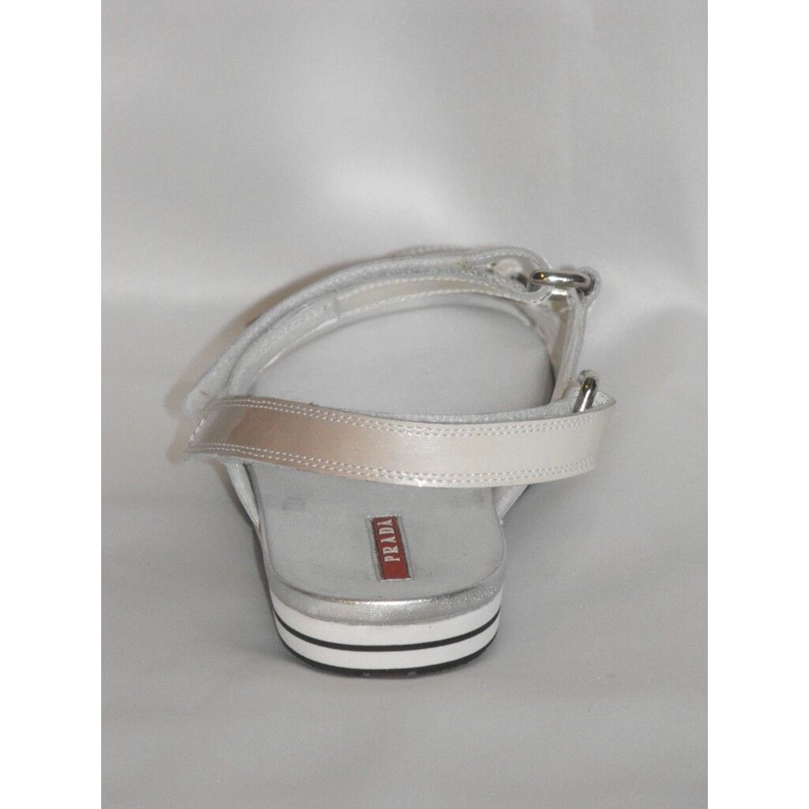 Prada PATENT OMBRE FUME LEATHER FLATS TWO TONES LOGO SANDALS 36.5 Size US 6.5 / IT 36.5 - 4 Thumbnail