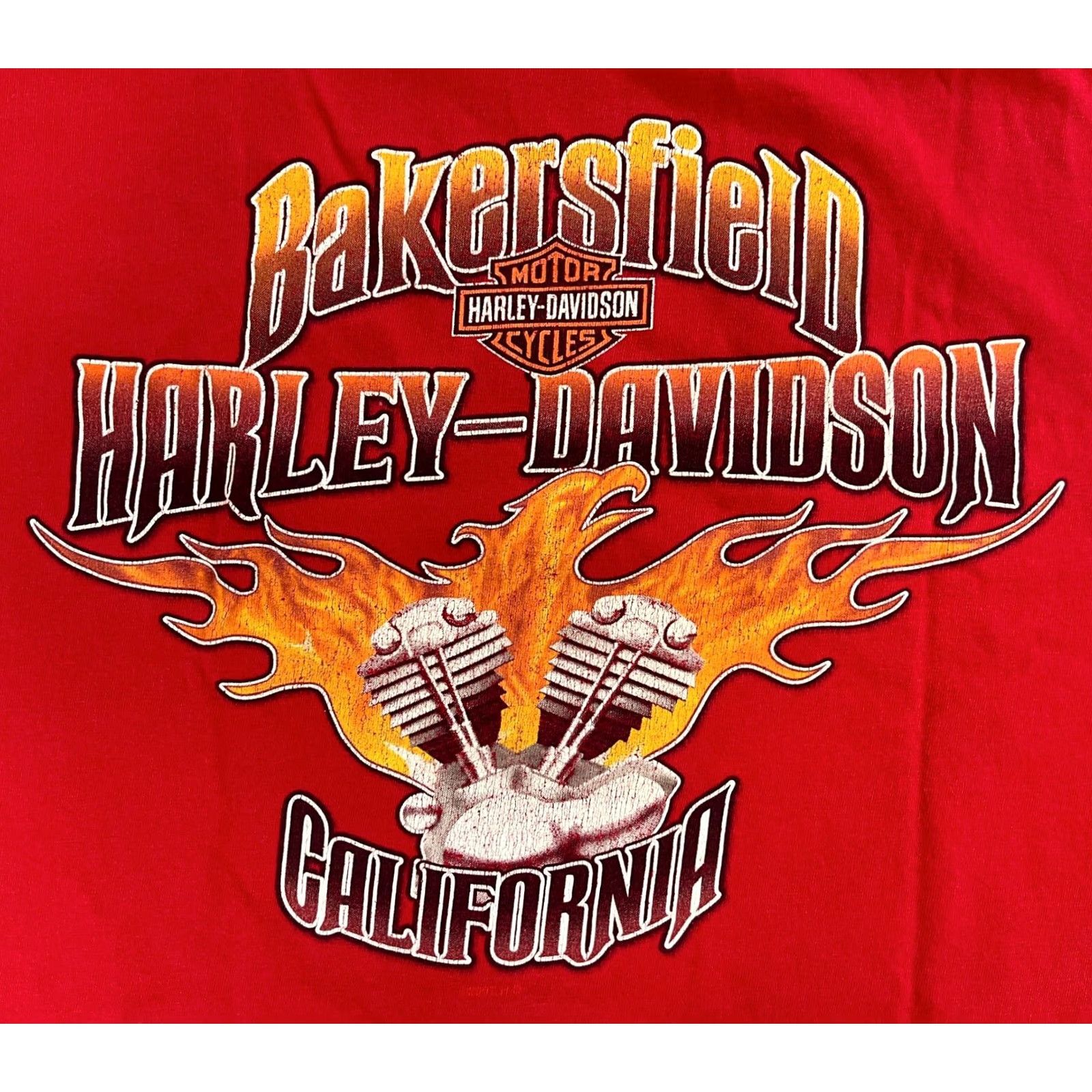 Harley Davidson Harley-Davidson T-Shirt Men’s Vintage 2008 Bakersfield California Double-Sided XL Red California Size US XL / EU 56 / 4 - 3 Thumbnail