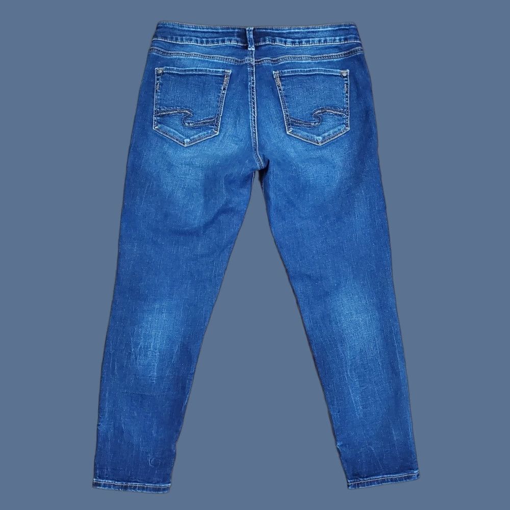 Silver Jeans Co. Silver Jeans Suki Skinny Crop Jeans Womens 29x25 Blue Mid Rise Stretch Denim Size 29" - 1 Thumbnail