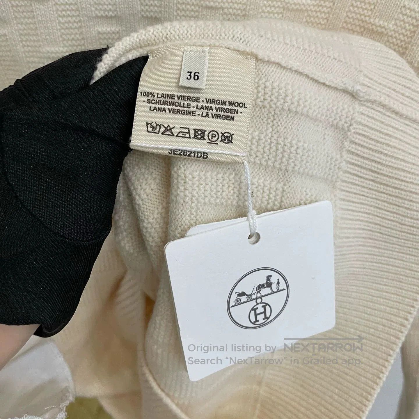 Hermes Cream Cashmere Crewneck Sweater.