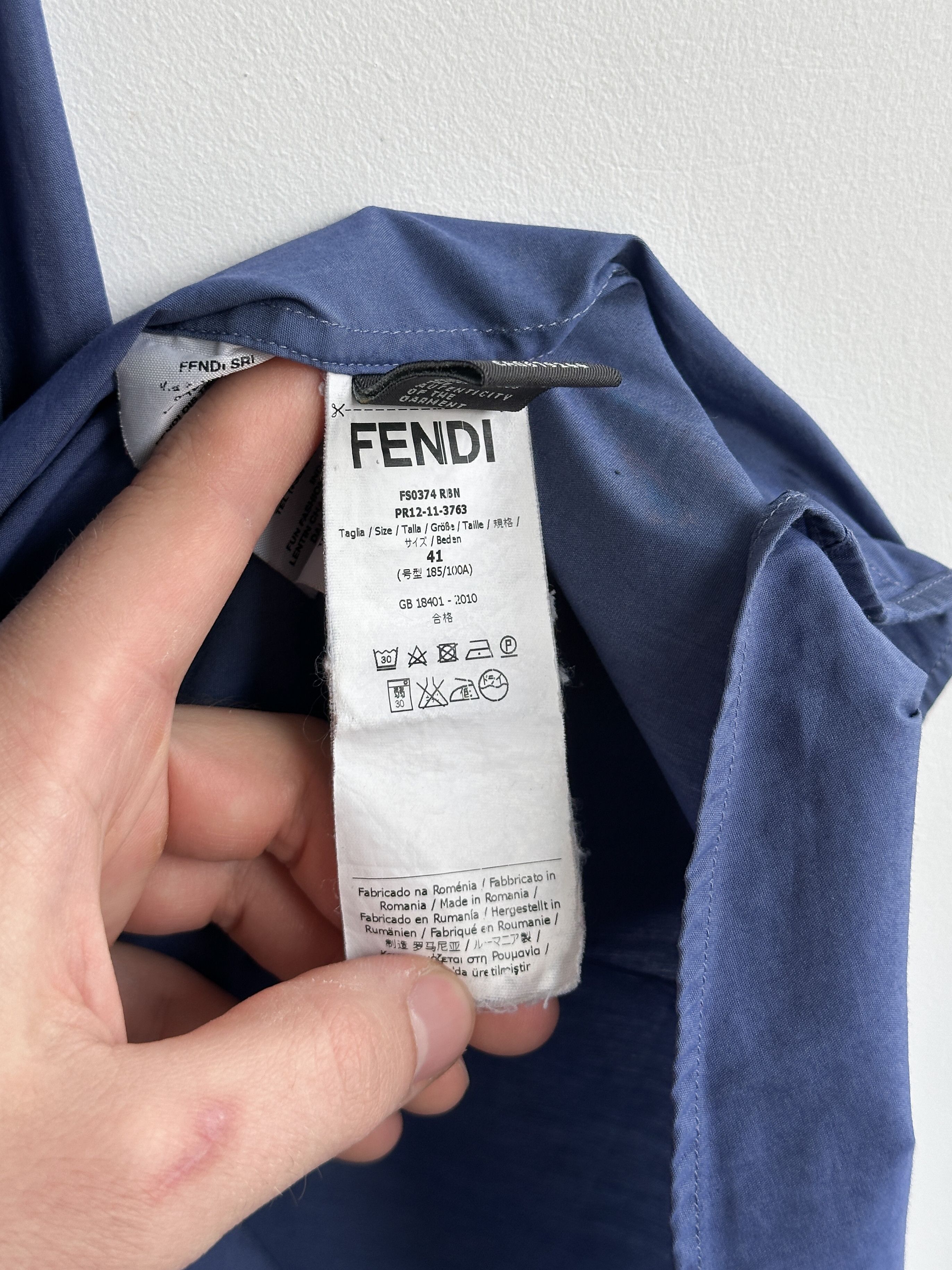 Fendi Fendi Blue Button Up Shirt Size US L / EU 52-54 / 3 - 10 Thumbnail