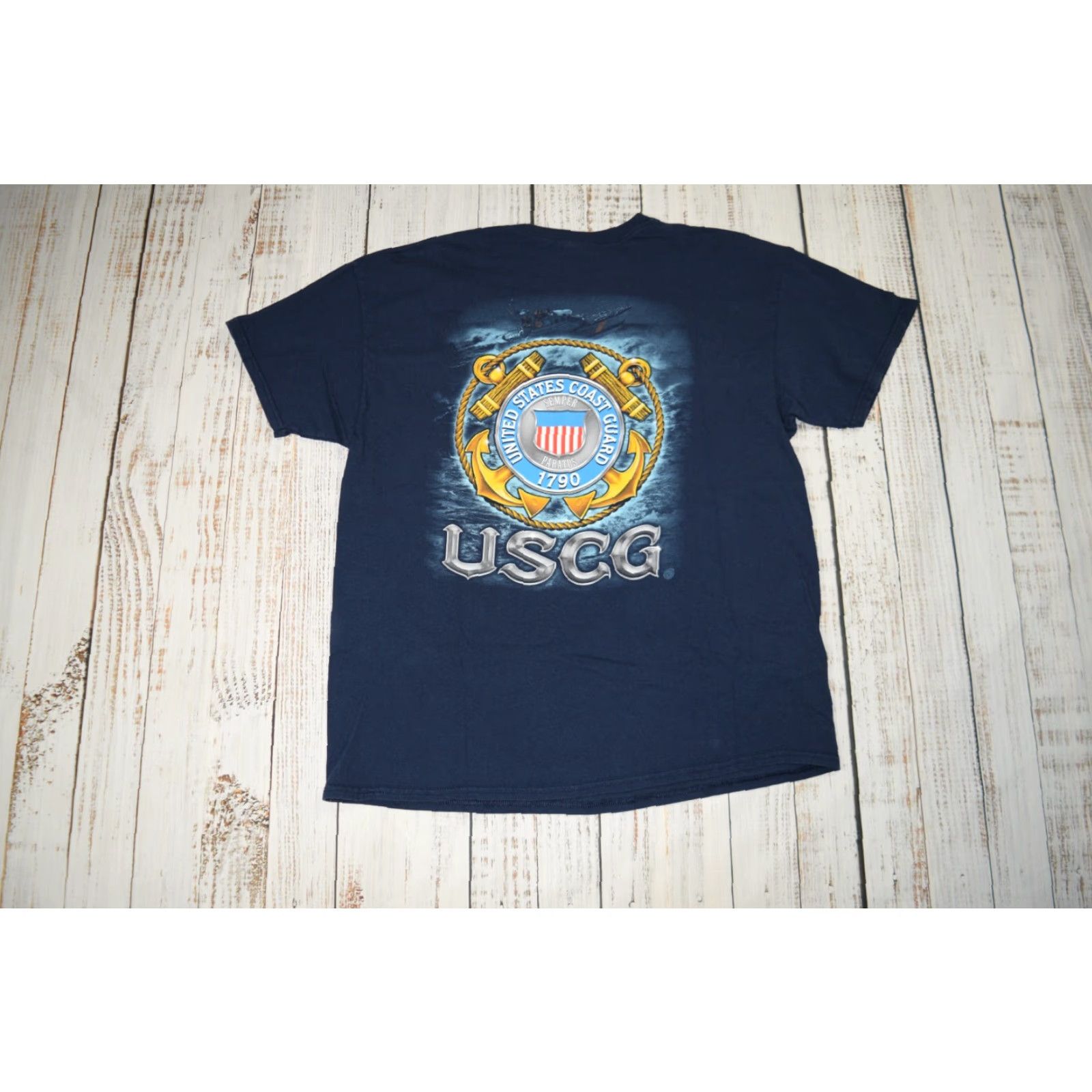 Gildan VINTAGE Gildan US Coast Guard Graphic Shirt Tee Blue Anchor XL Mens 90s Military Size US XL / EU 56 / 4 - 5 Thumbnail