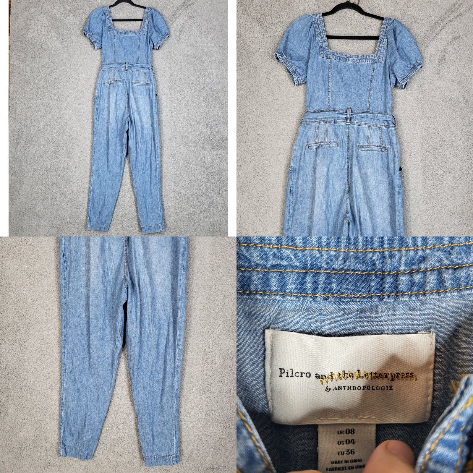 Anthropologie Anthropologie Pilcro and the Letterpress Denim Jumper Women’s Size 4 Blue Short Sleeve 100% Cotton Jumpsuit Size S / US 4 / IT 40 - 8 Thumbnail