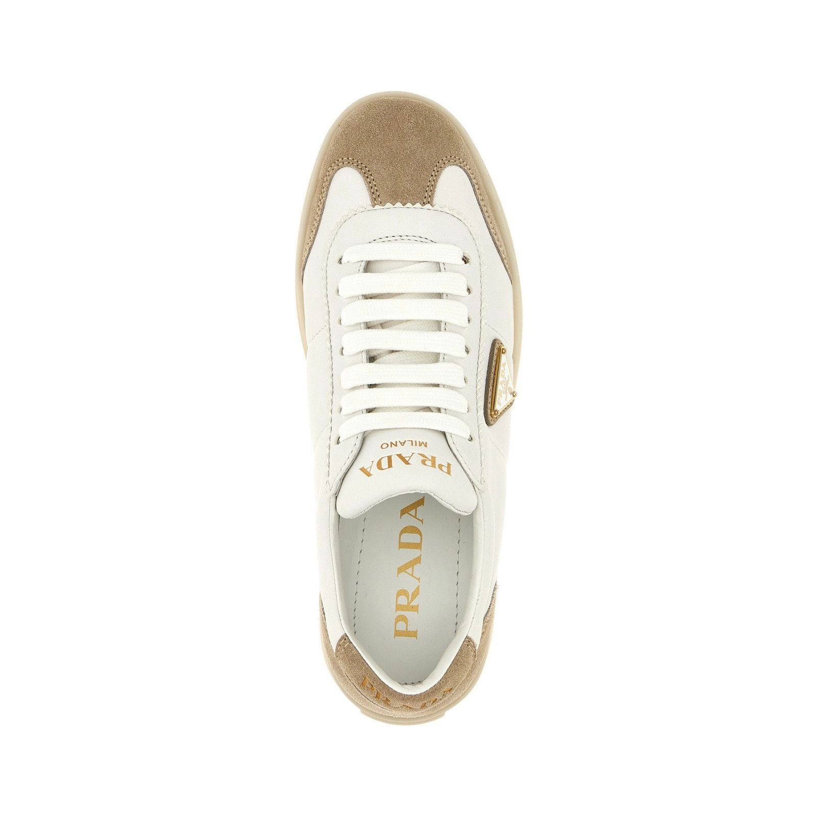 Prada PRADA Downtown Bold Beige Leather Sneakers New And Authentic Size US 10 / IT 40 - 4 Thumbnail