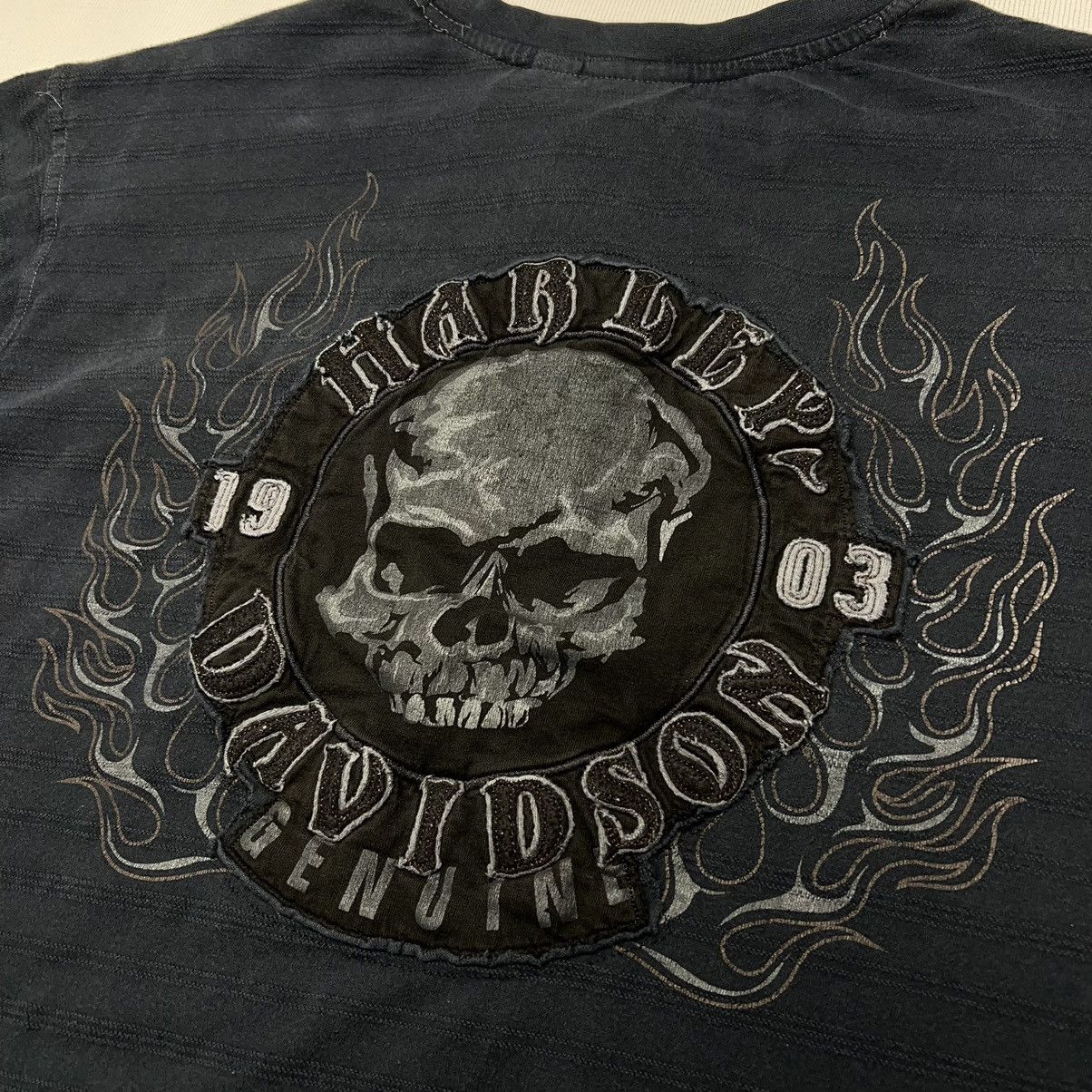 Harley Davidson Harley Davidson Tee Shirt Black Long Sleeve Henley Skull Size US XXL / EU 58 / 5 - 13 Thumbnail