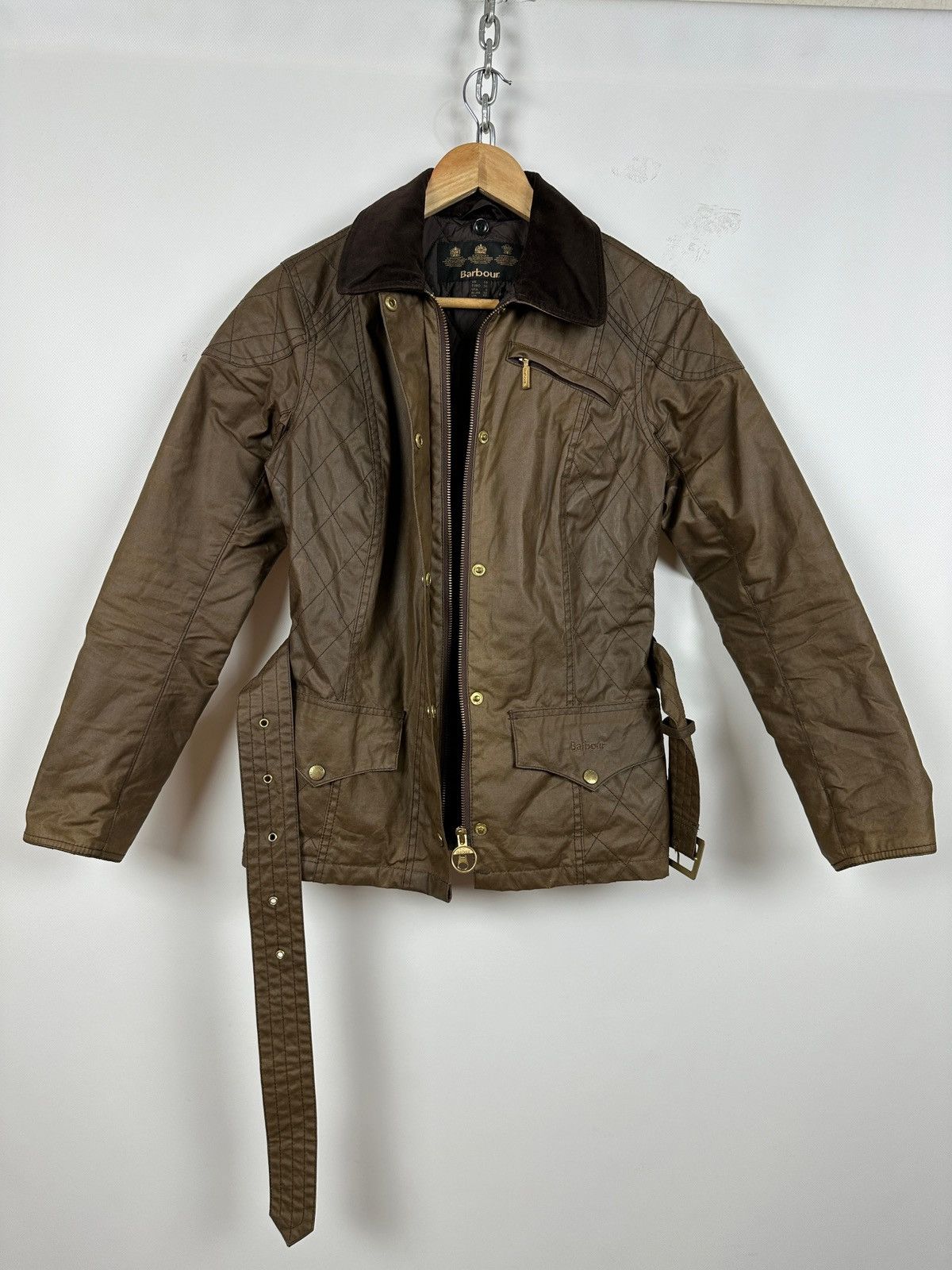 Barbour Women’s Barbour Wax Quilted Belt Brown Jacket Size M / US 6-8 / IT 42-44 - 3 Thumbnail