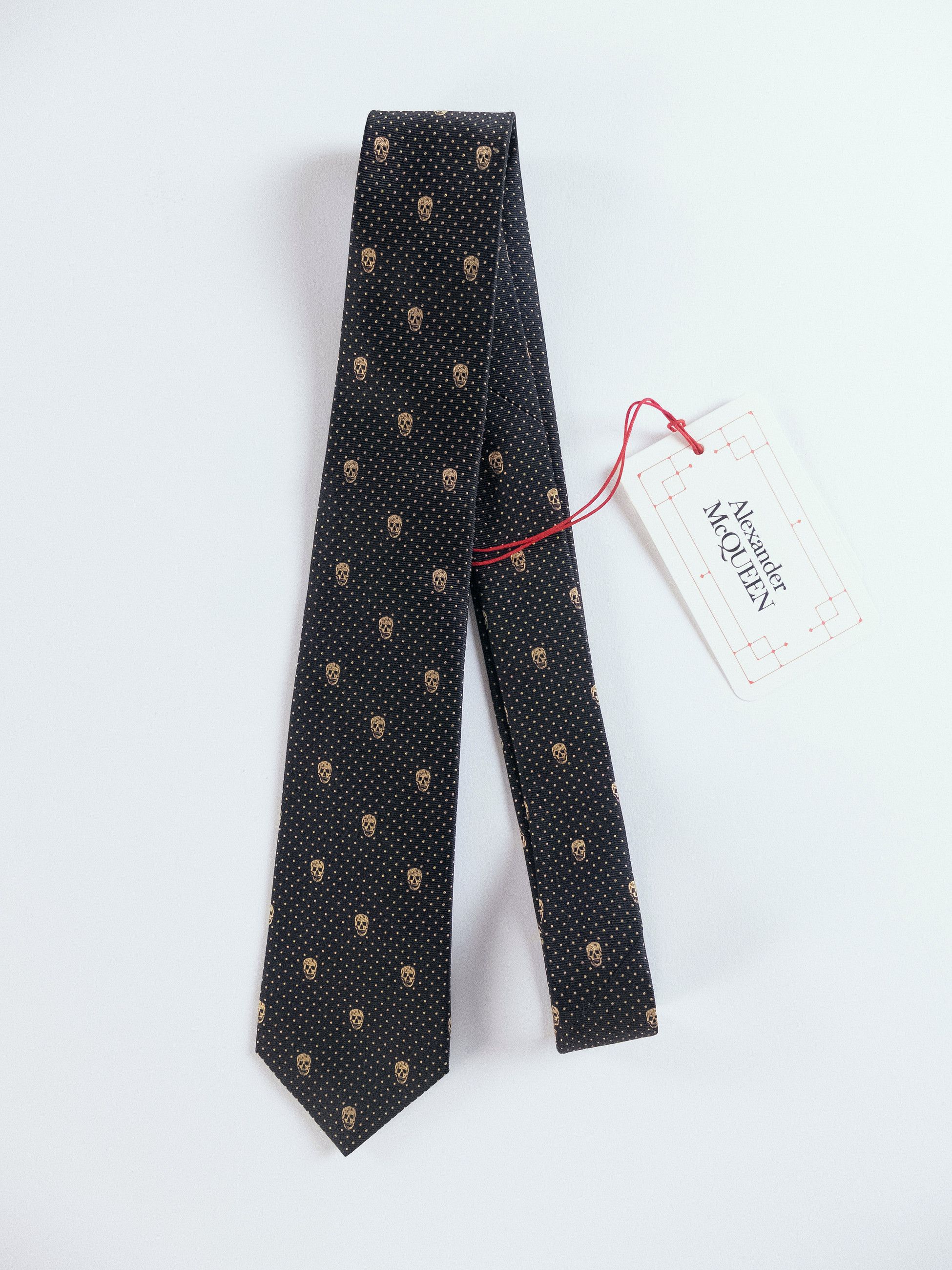 Alexander McQueen ALEXANDER MCQUEEN black skulls & polka dots motif silk tie Size ONE SIZE - 1 Thumbnail