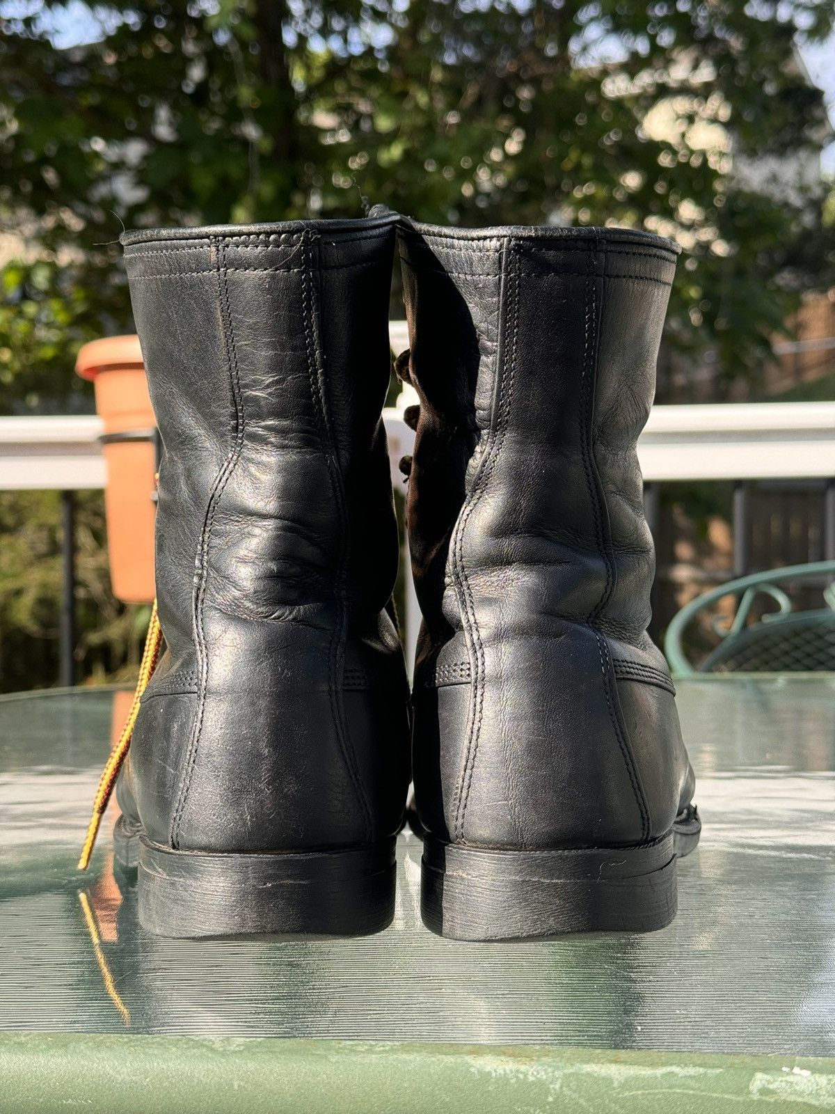 Vintage VTG Size 8W Men's Black Leather Work Combat Steel Boots 80's Size US 8 / EU 41 - 4 Thumbnail