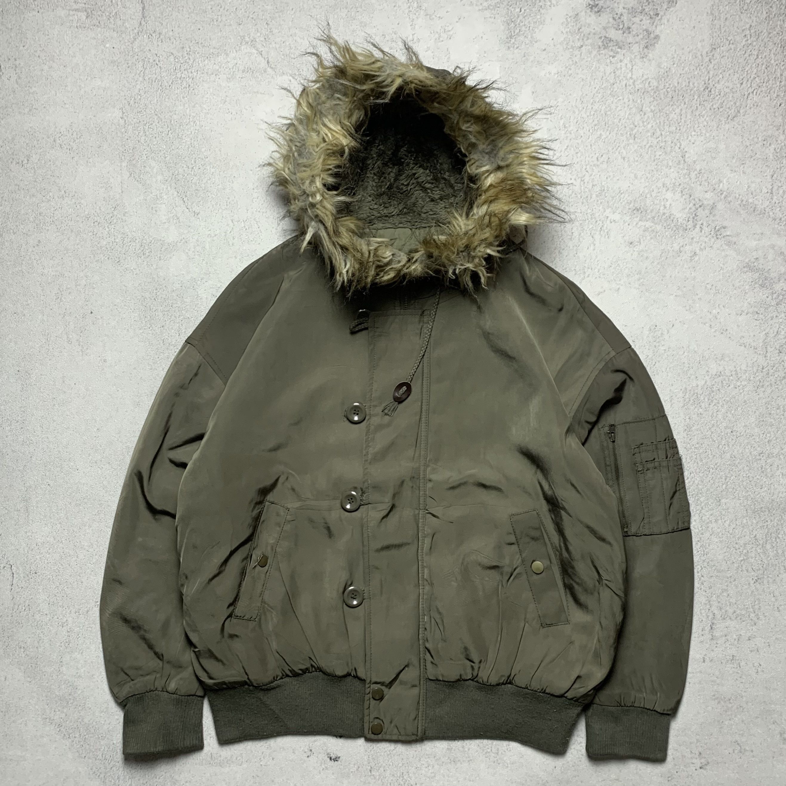 Japanese Brand Japanese Brand Fur Hoodie Bomber Jacket Size US M / EU 48-50 / 2 - 1 Thumbnail