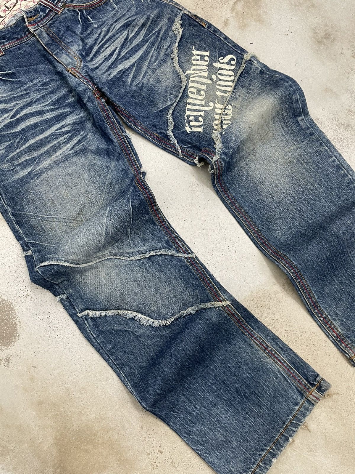 Japanese Brand Vintage 90’s Sur Wear Gotcha Famous Remember Our Roots Denim Size US 33 - 3 Thumbnail