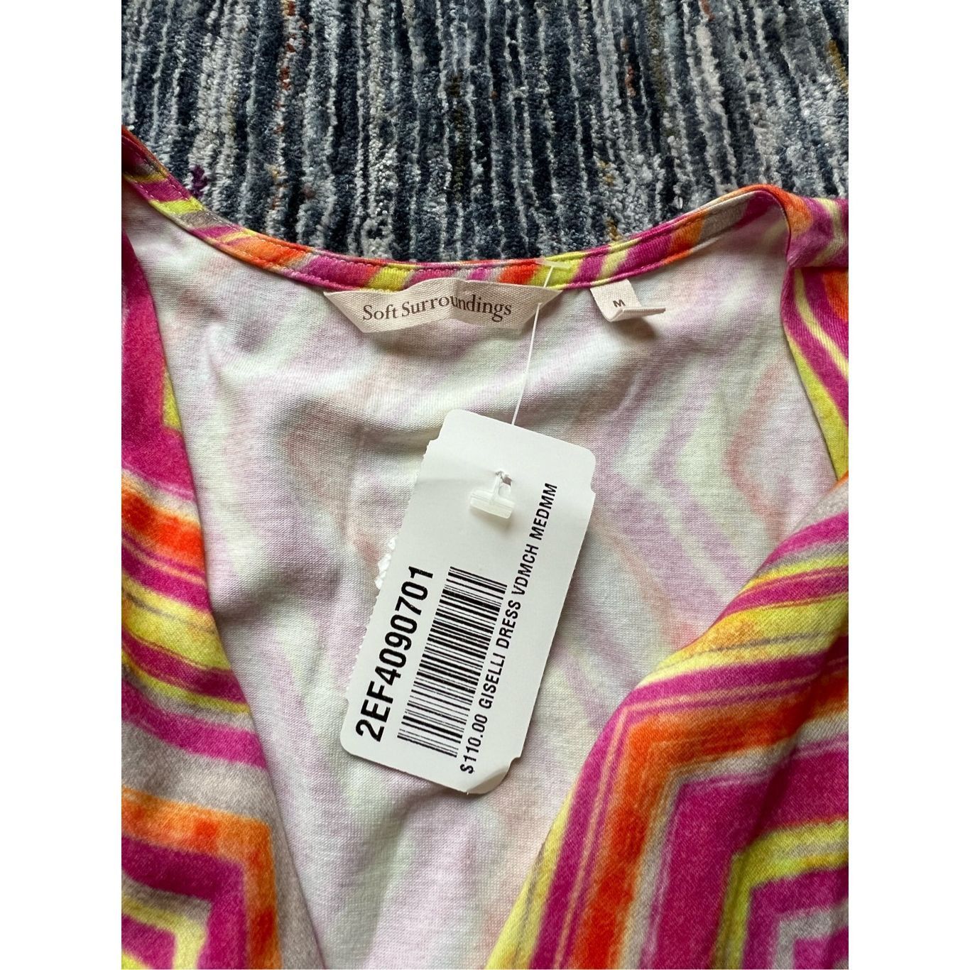 Soft Surroundings NWT Giselli Dress Sleeveless V-Neck Chevron Zigzag Size M