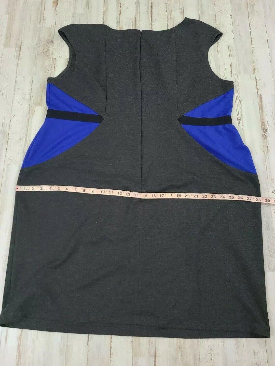 Designer Womens Dress 3x Career Sheath Color block Gray Blue Size 3XL / US 20-22 - 7 Thumbnail