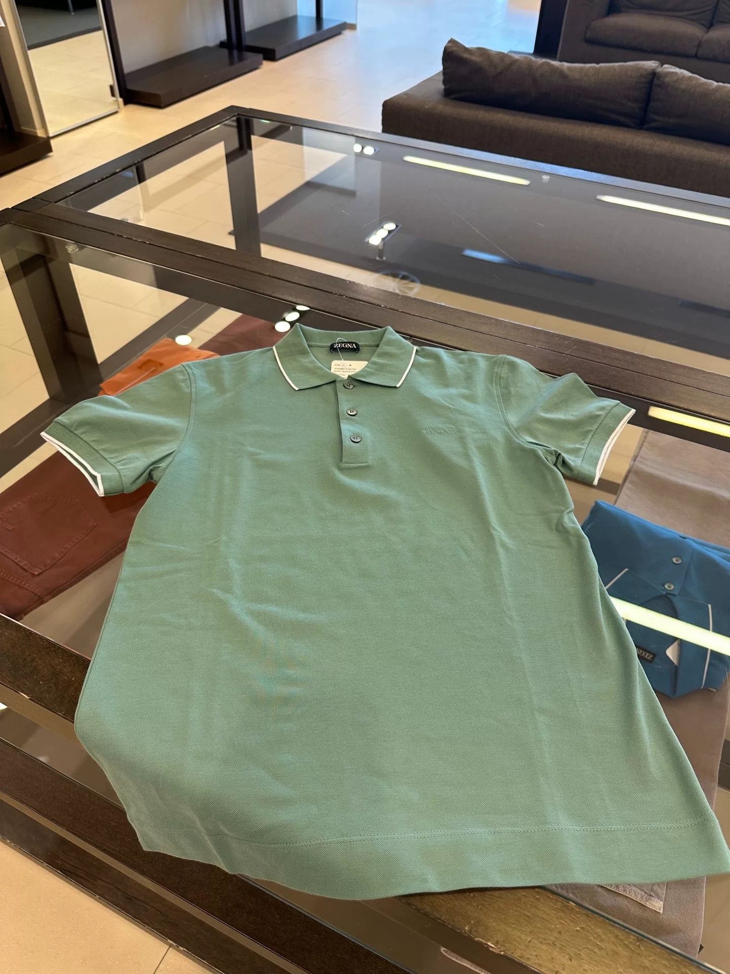 Ermenegildo Zegna Zegna Mens Green Polo Shirt Size US M / EU 48-50 / 2 - 9 Thumbnail