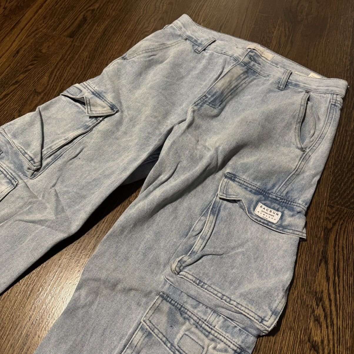 Pacsun Blue Baggy Pacsun Cargo Denim Size US 32 / EU 48 - 2 Thumbnail