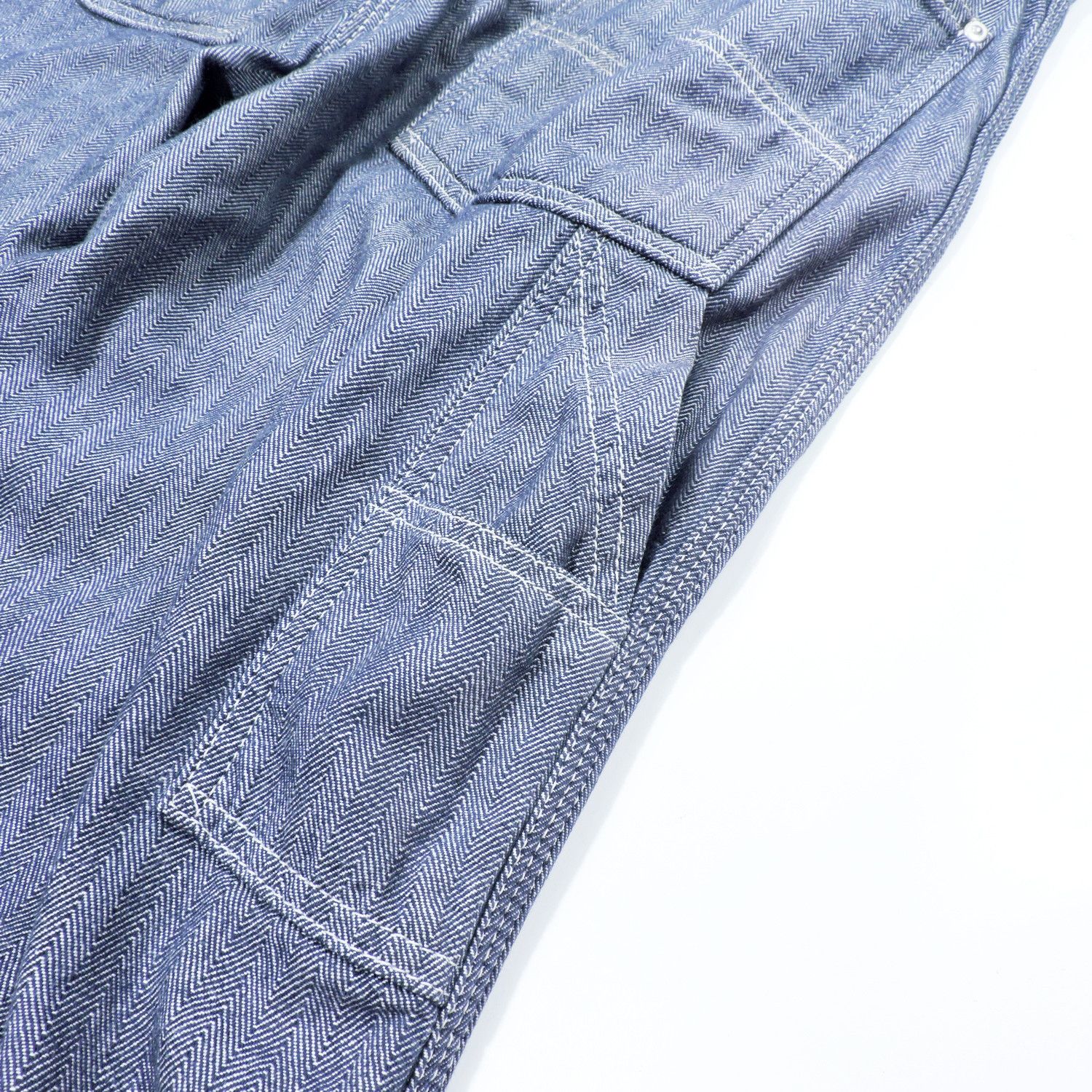 The Real McCoy's 8HU LOT 724 DOUBLE KNEE HERRINGBONE LIGHT CHAMBRAY TROUSERS Size US 32 / EU 48 - 18 Thumbnail